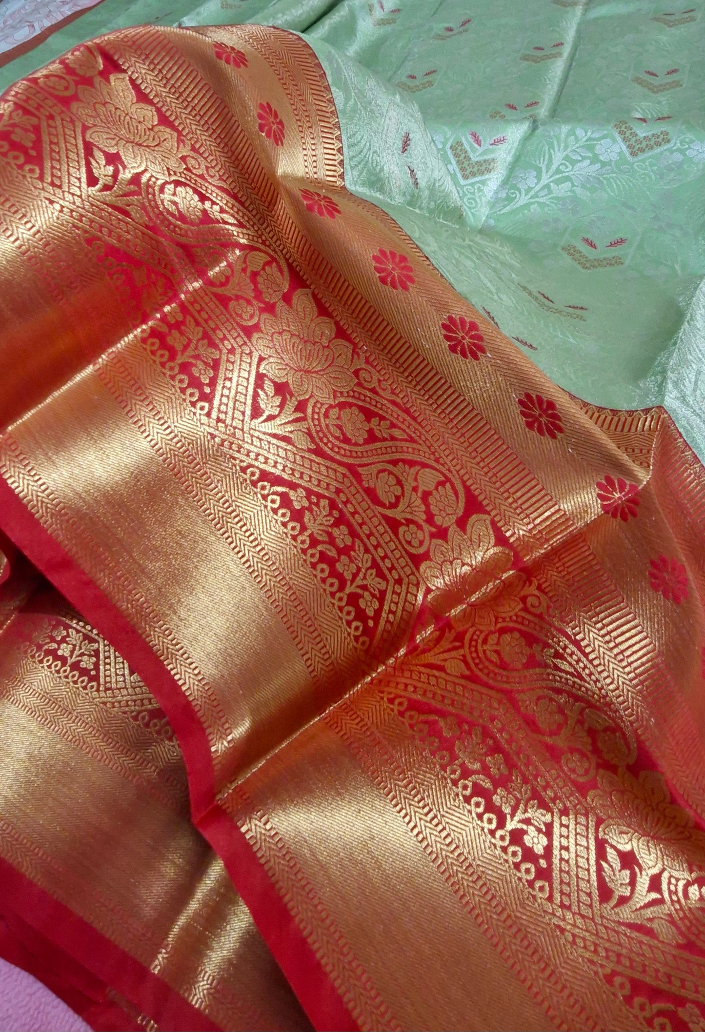 PISTACHIO GREEN SILK SAREE