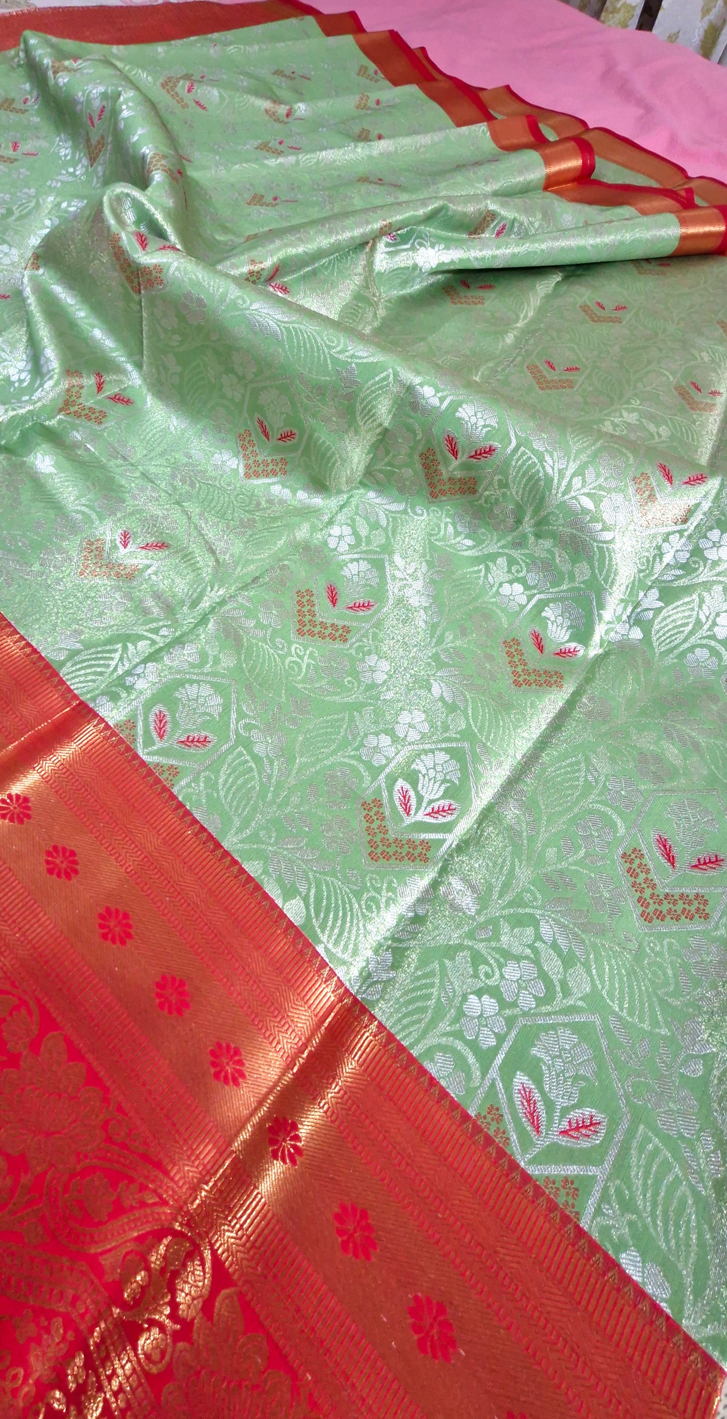PISTACHIO GREEN SILK SAREE