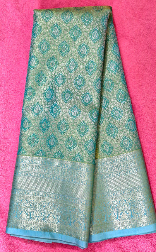 TURQUOISE GREEN SILK SAREE