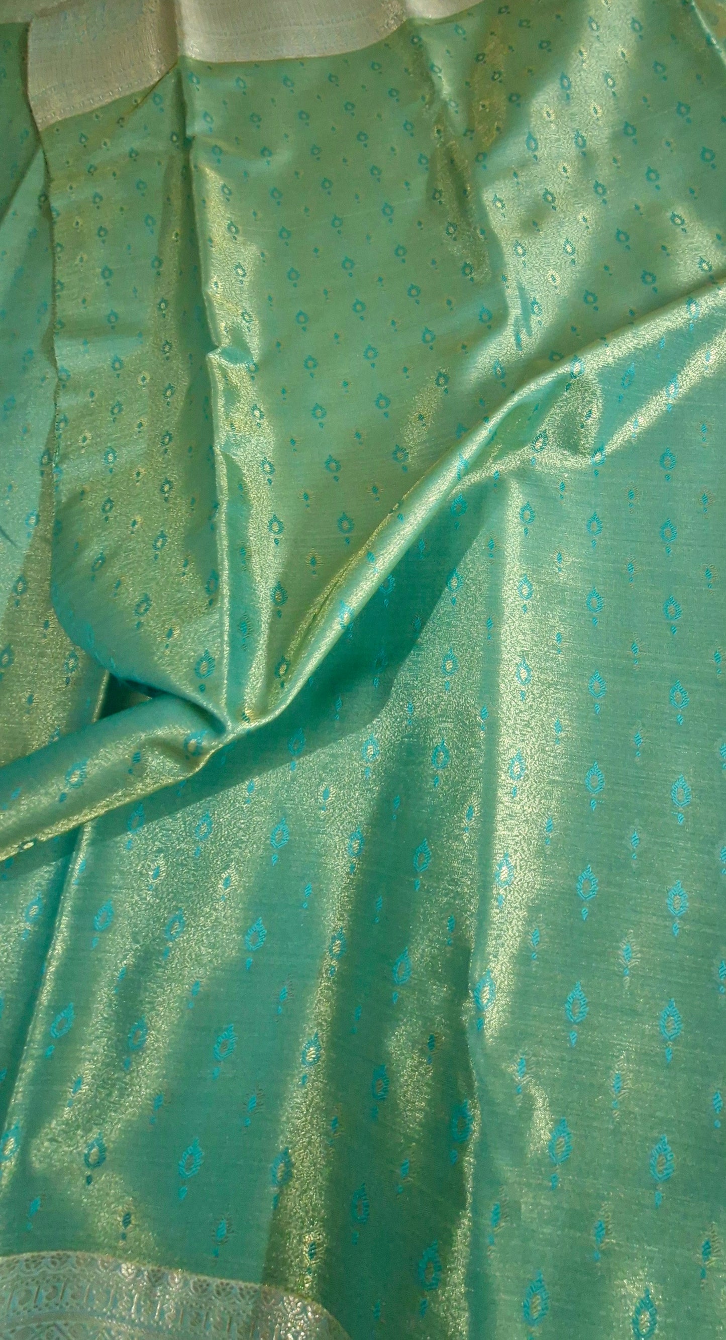 TURQUOISE GREEN SILK SAREE