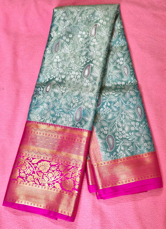 TEAL GREEN SILK SAREE