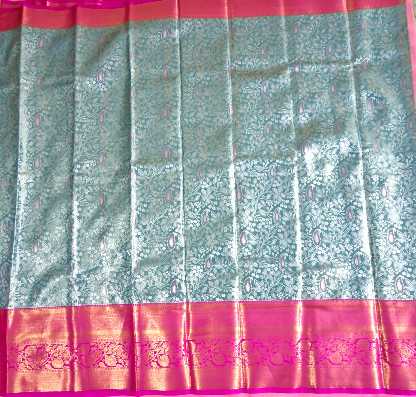 TEAL GREEN SILK SAREE