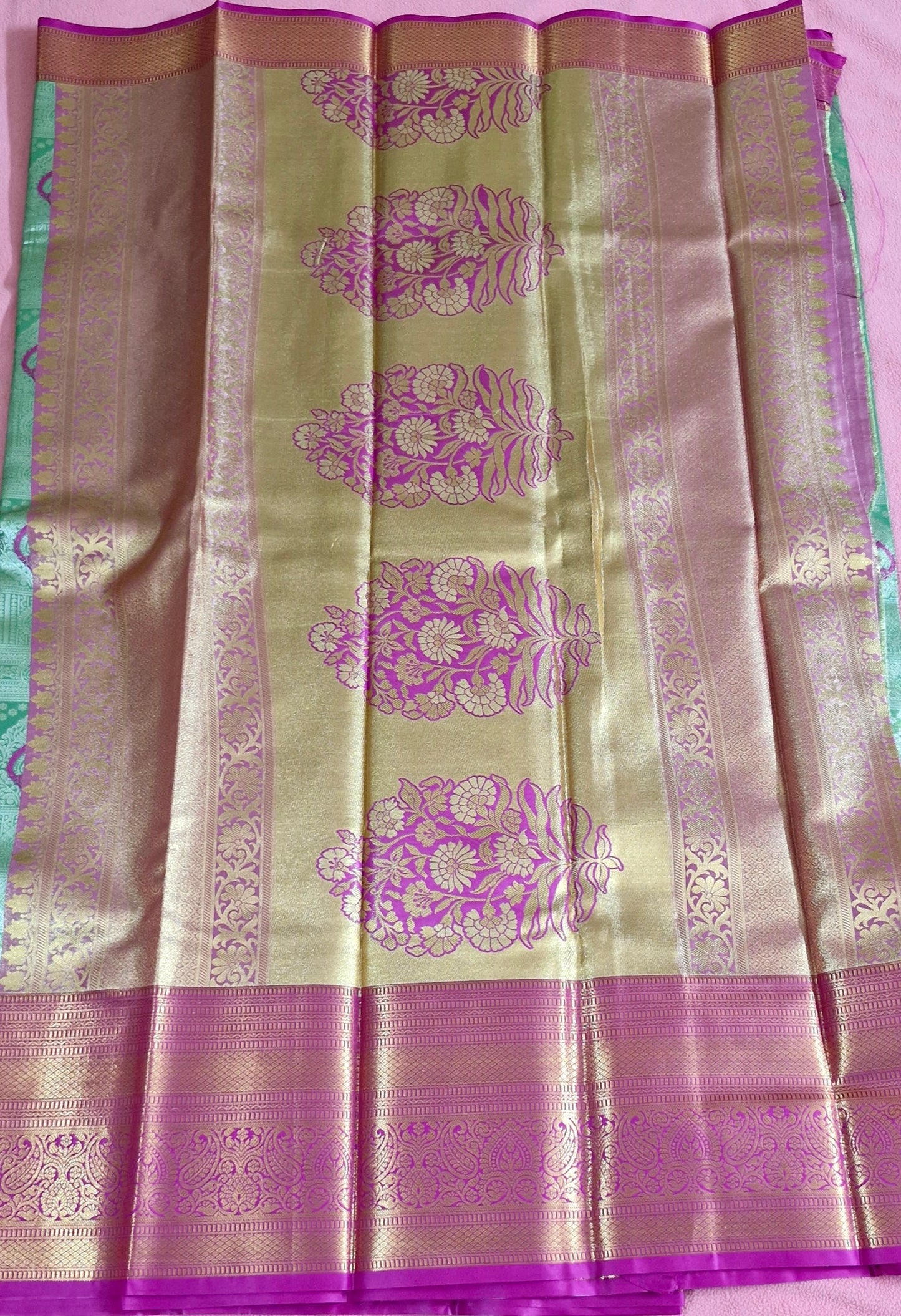 LIGHT PARROT GREEN SILK SAREE