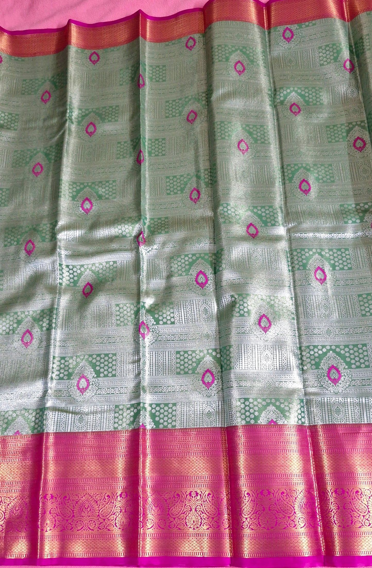 LIGHT PARROT GREEN SILK SAREE