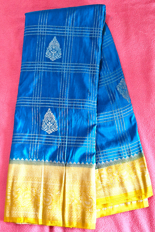 SKY BLUE KHADDI GEORGETTE SAREE