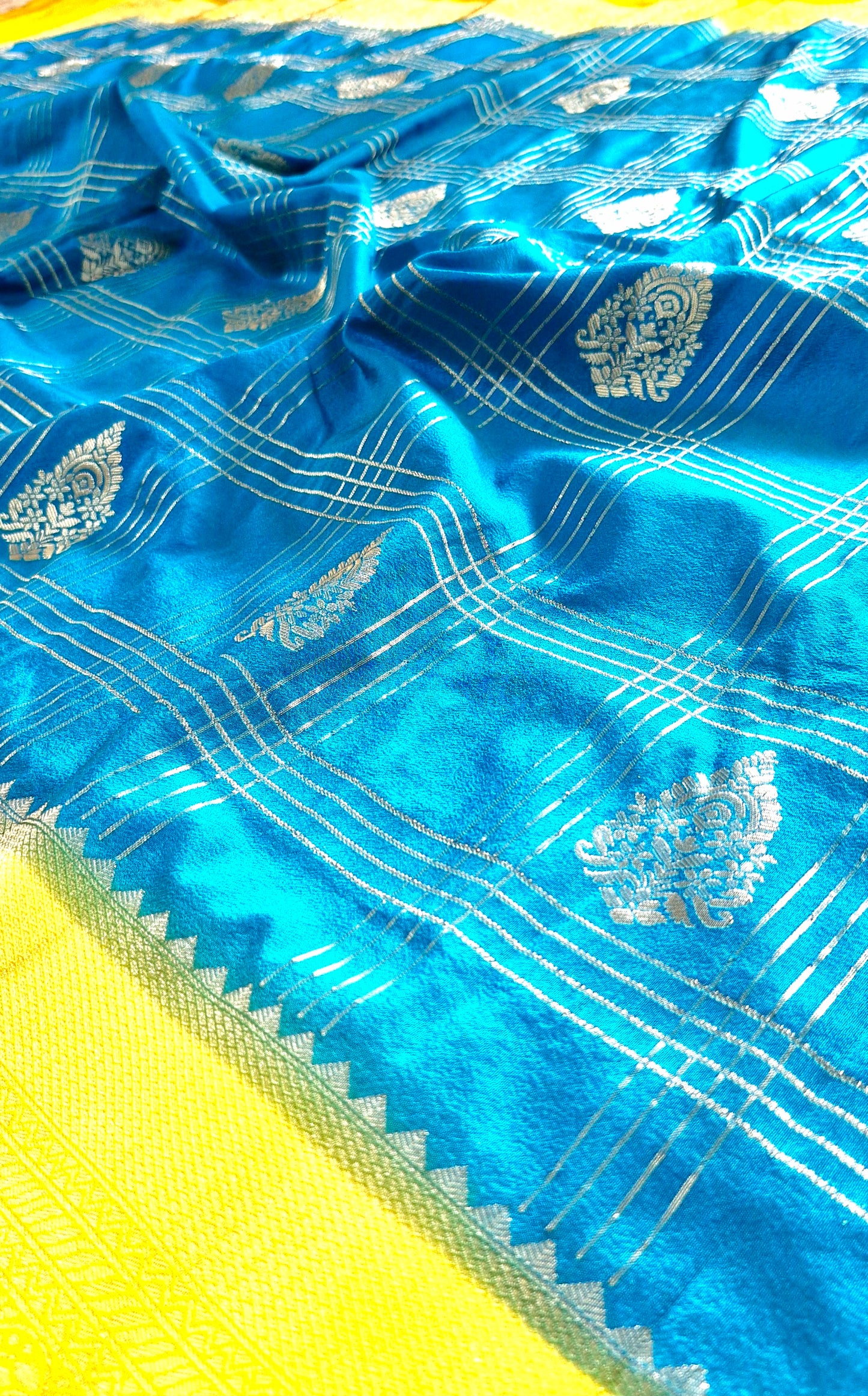 SKY BLUE KHADDI GEORGETTE SAREE