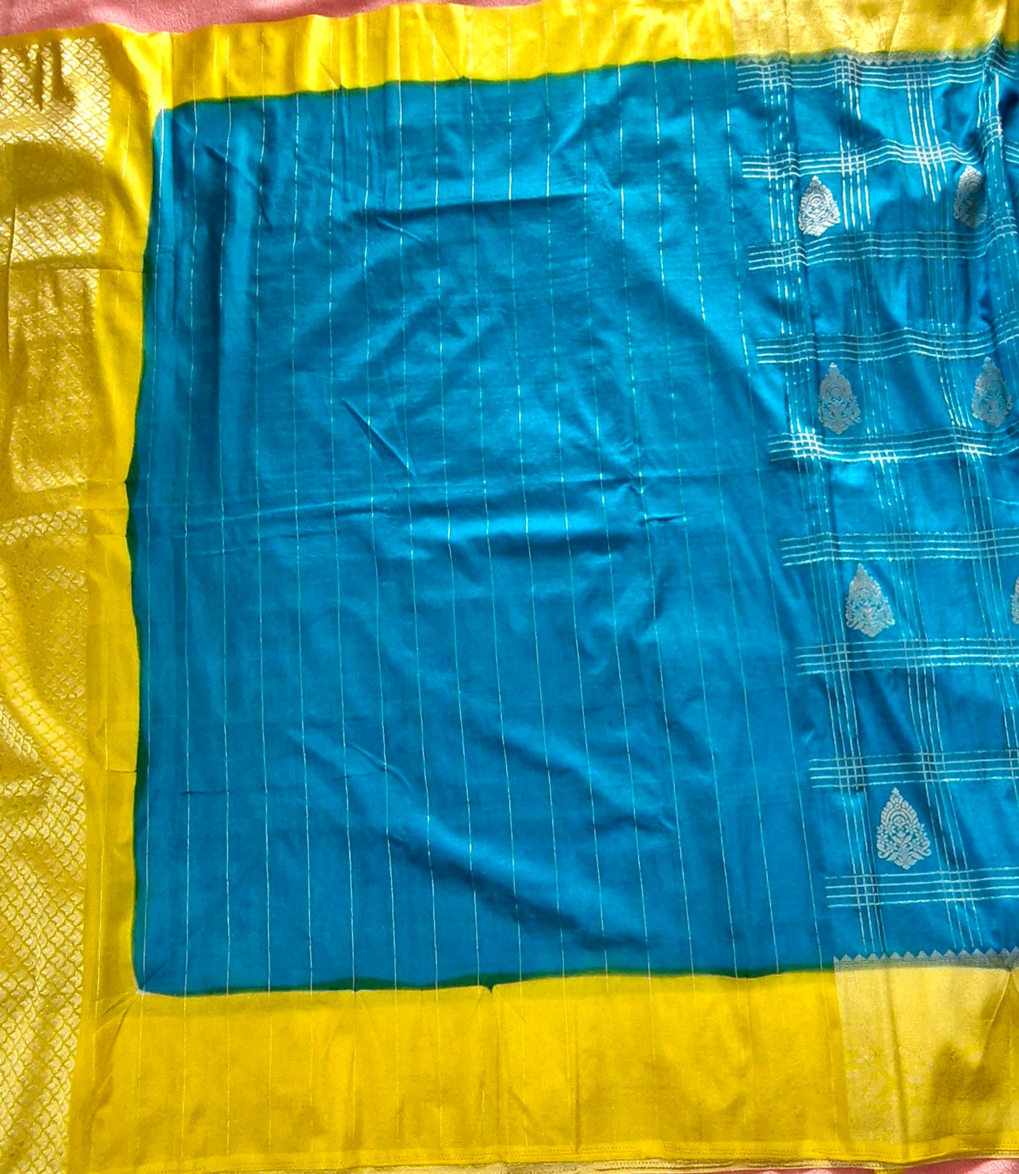 SKY BLUE KHADDI GEORGETTE SAREE
