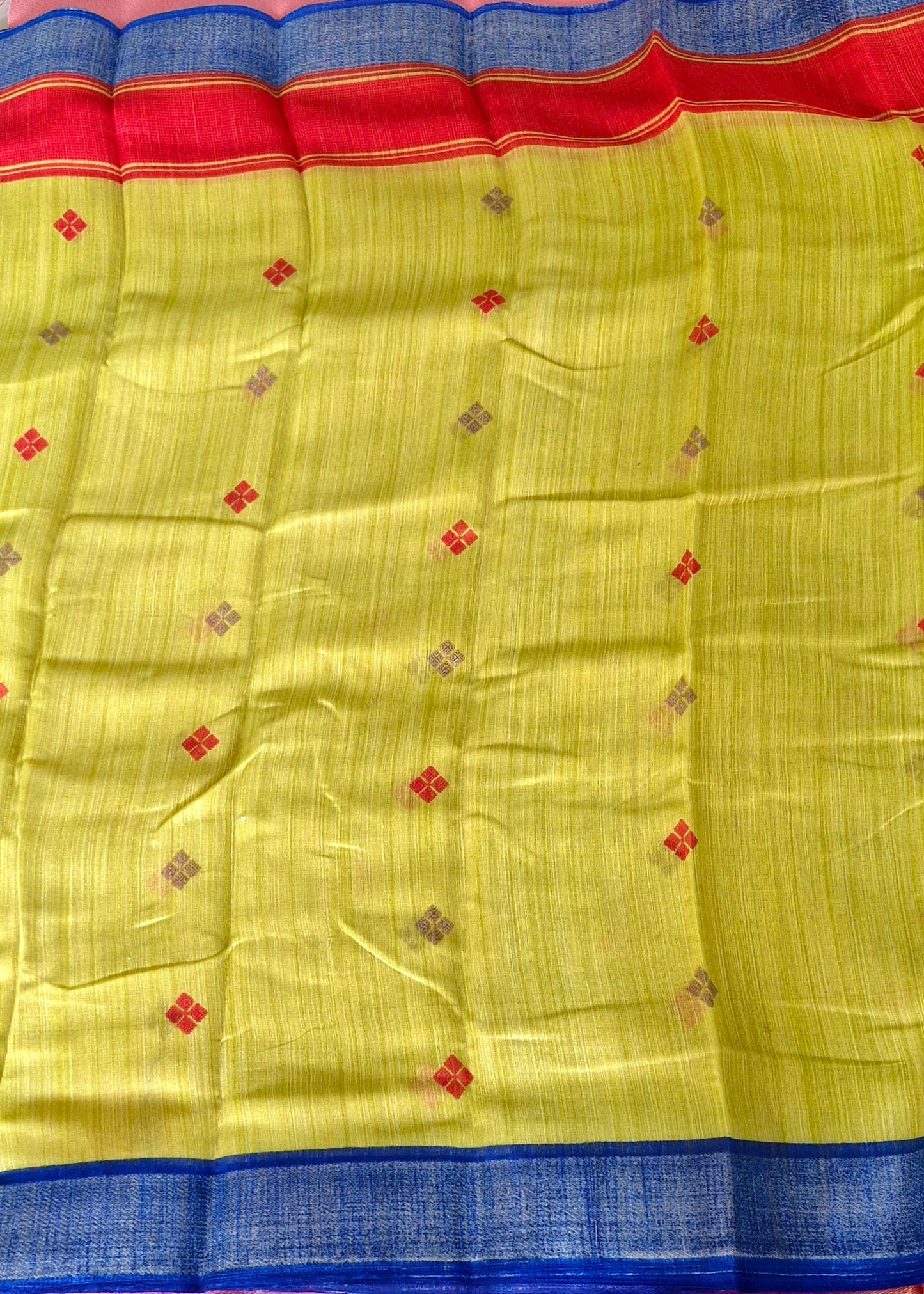LIME YELLOW COTTON SAREE