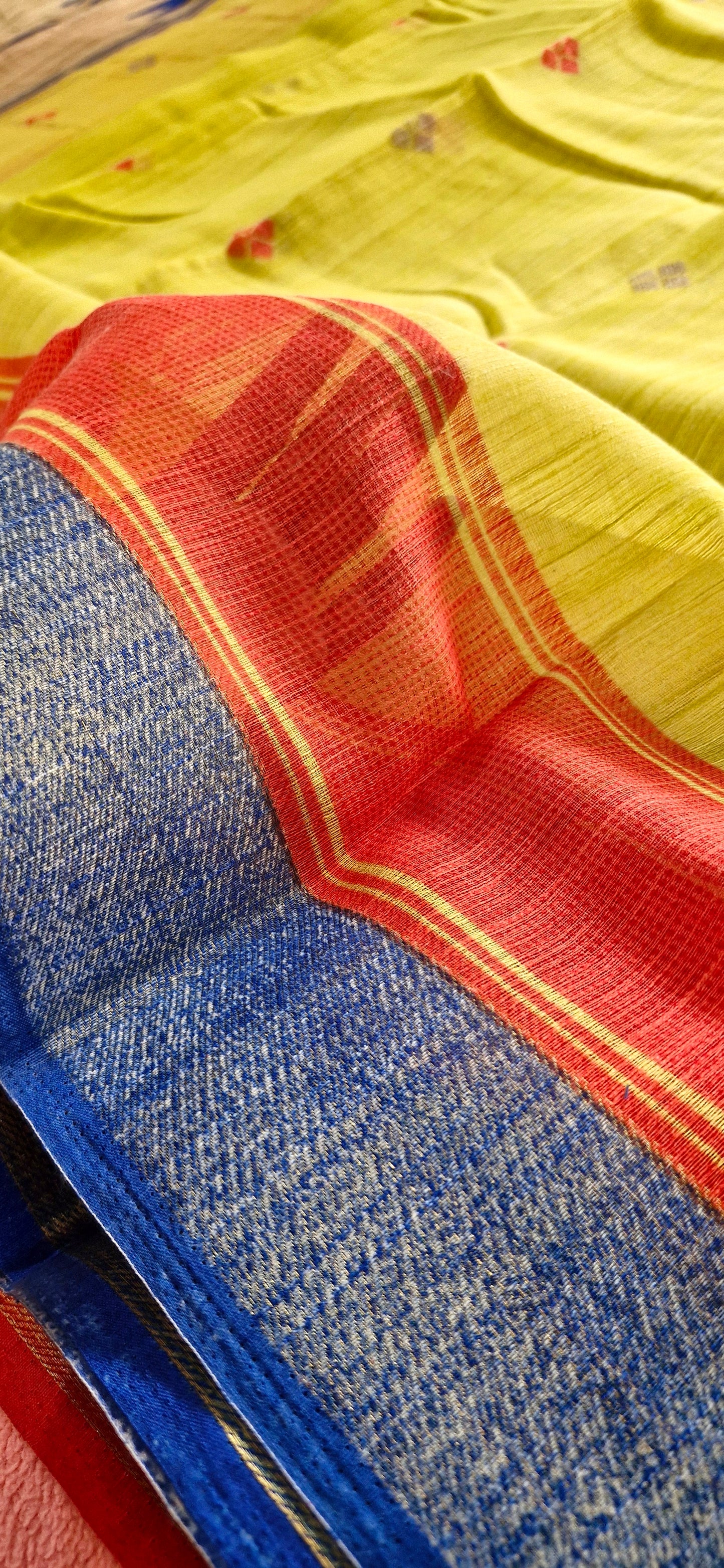 LIME YELLOW COTTON SAREE