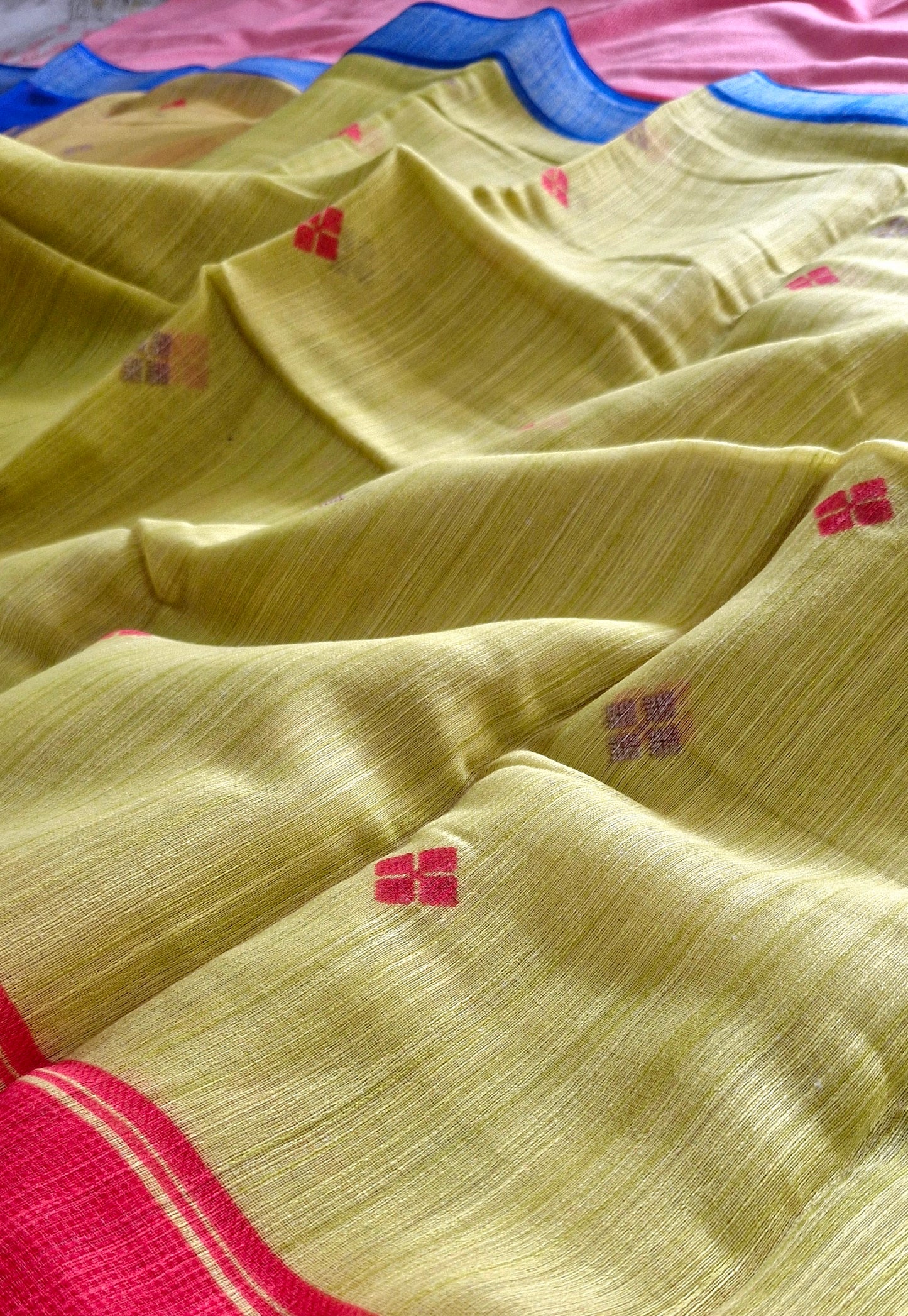 LIME YELLOW COTTON SAREE