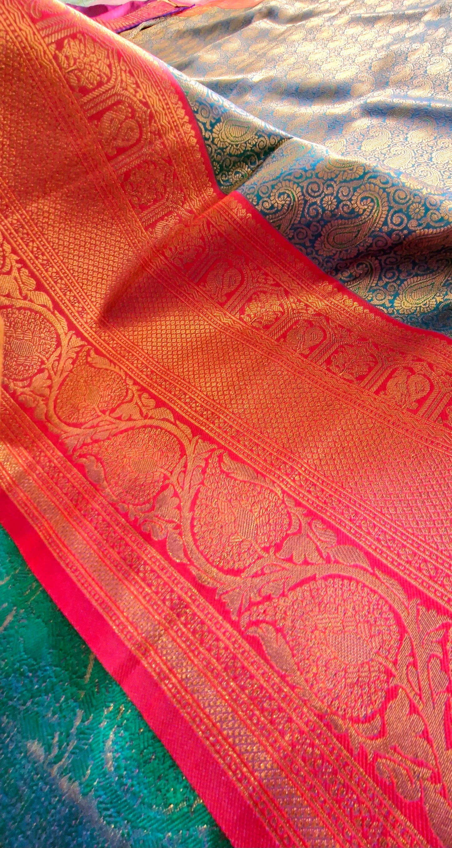 GREEN TISSUE SILK SAREE