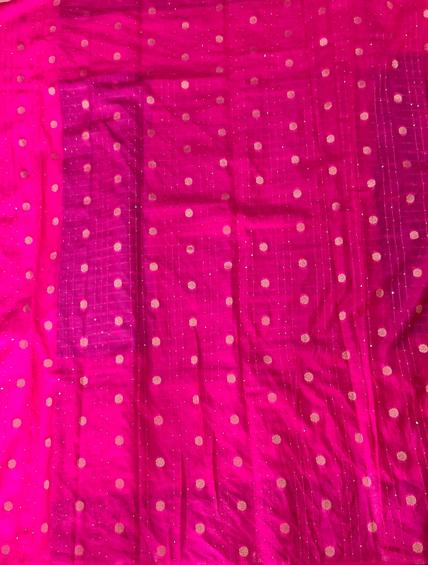 3D BLUE PINK CREPE SILK SAREE