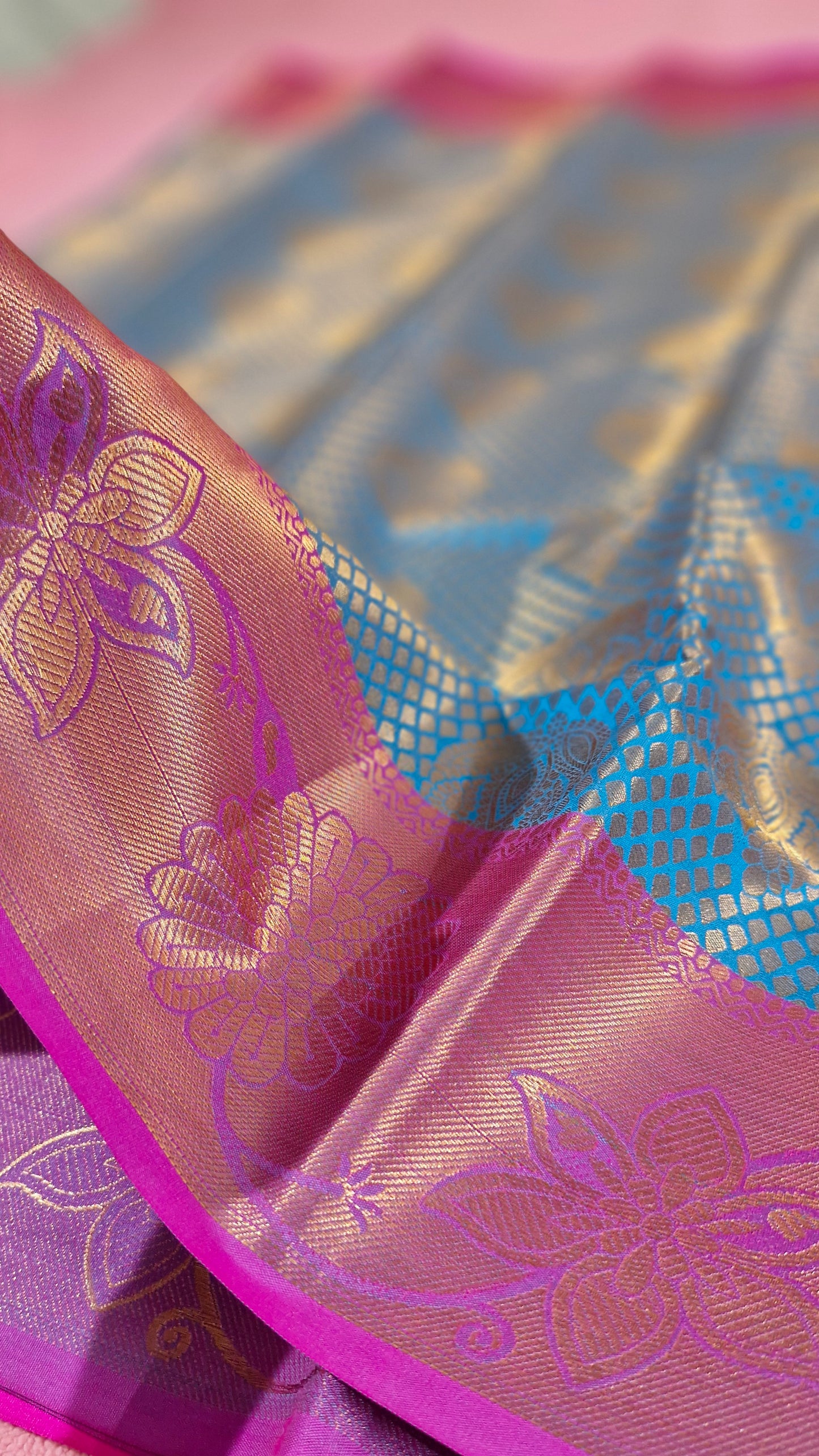 BLUE MAGENTA SILK SAREE