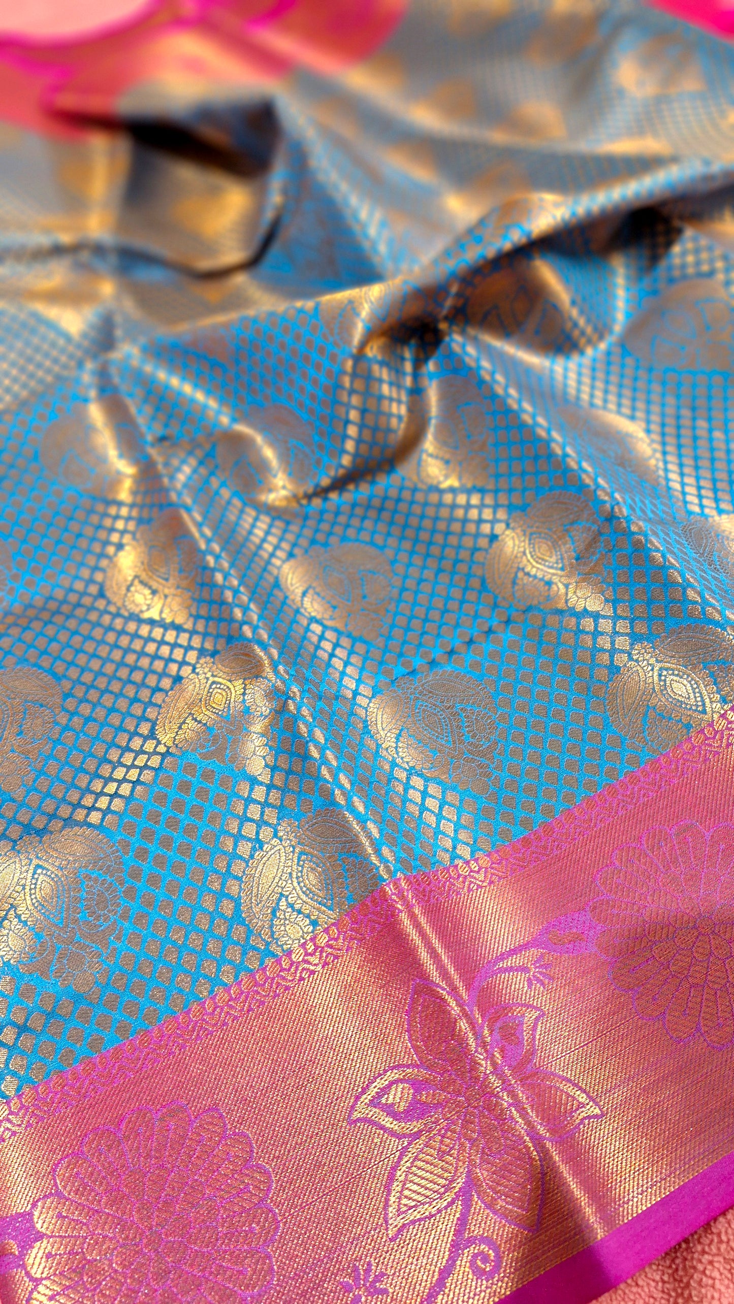 BLUE MAGENTA SILK SAREE