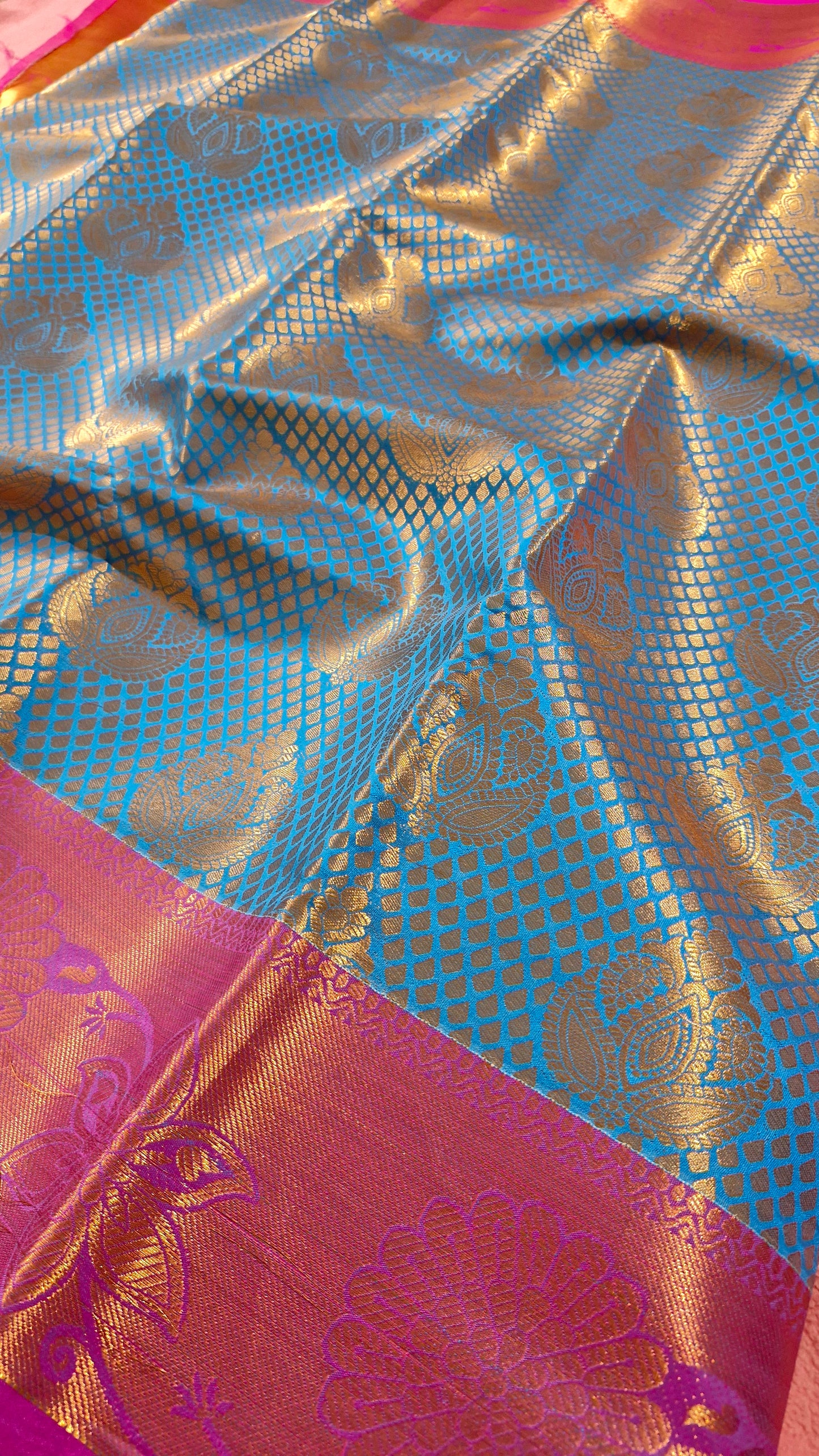 BLUE MAGENTA SILK SAREE