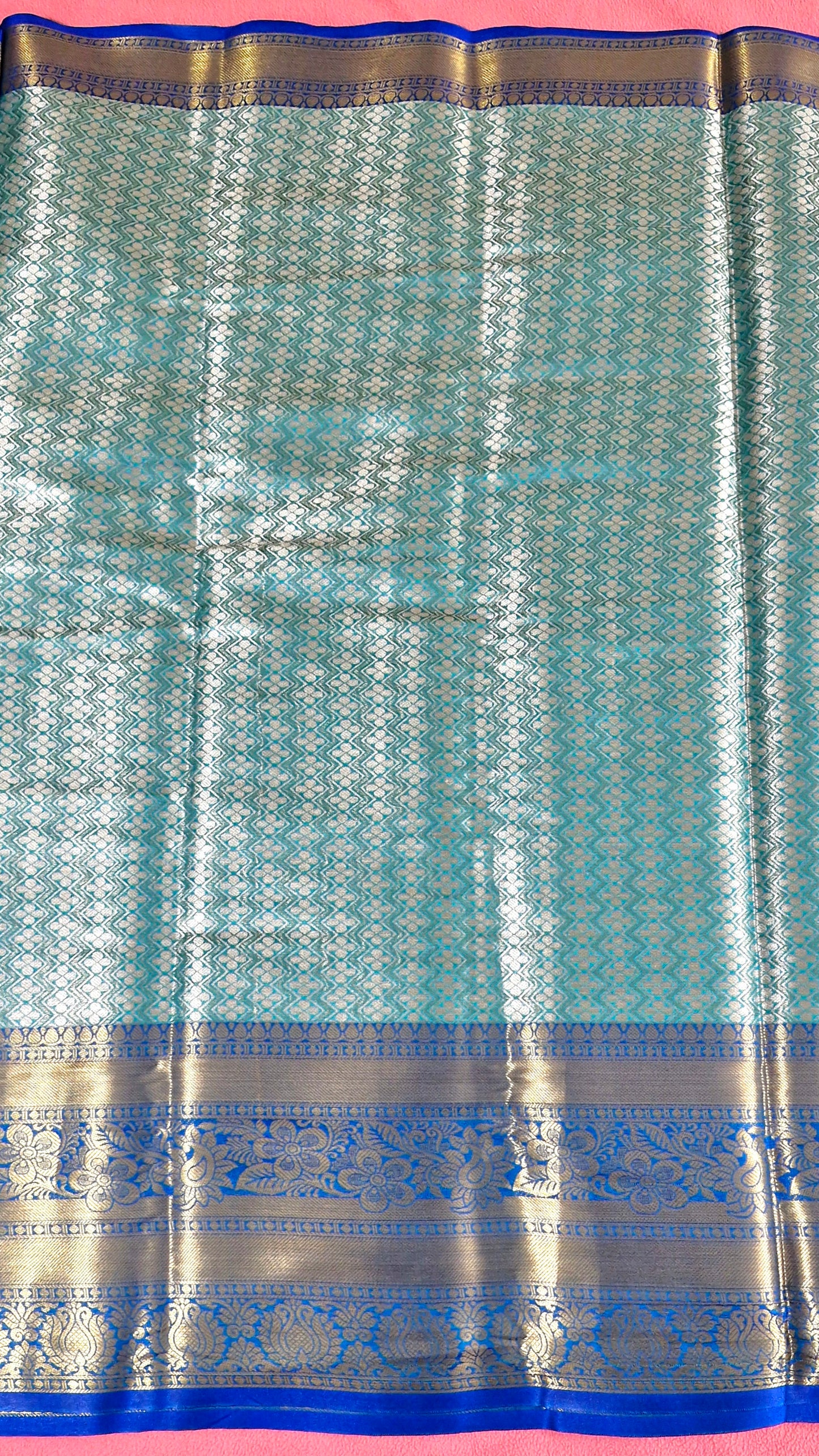 TURQUOISE GREEN TISSUE SILK SAREE