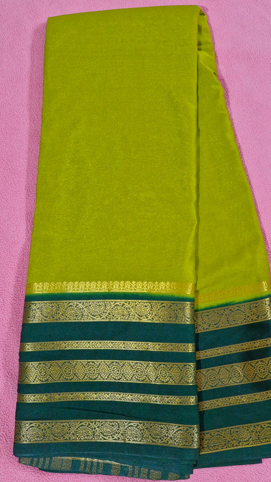 PARROT GREEN CREPE SILK SAREE