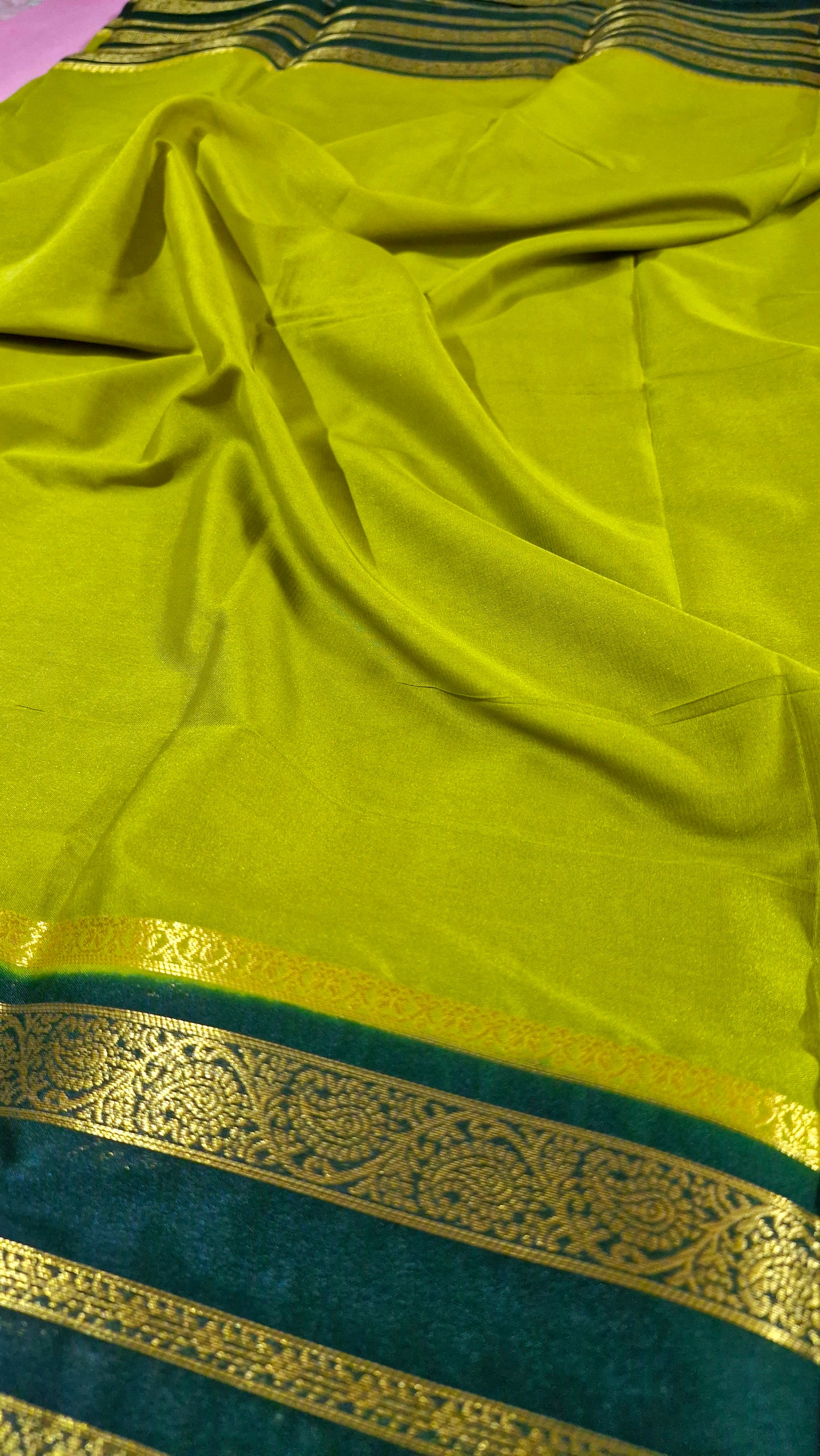 PARROT GREEN CREPE SILK SAREE
