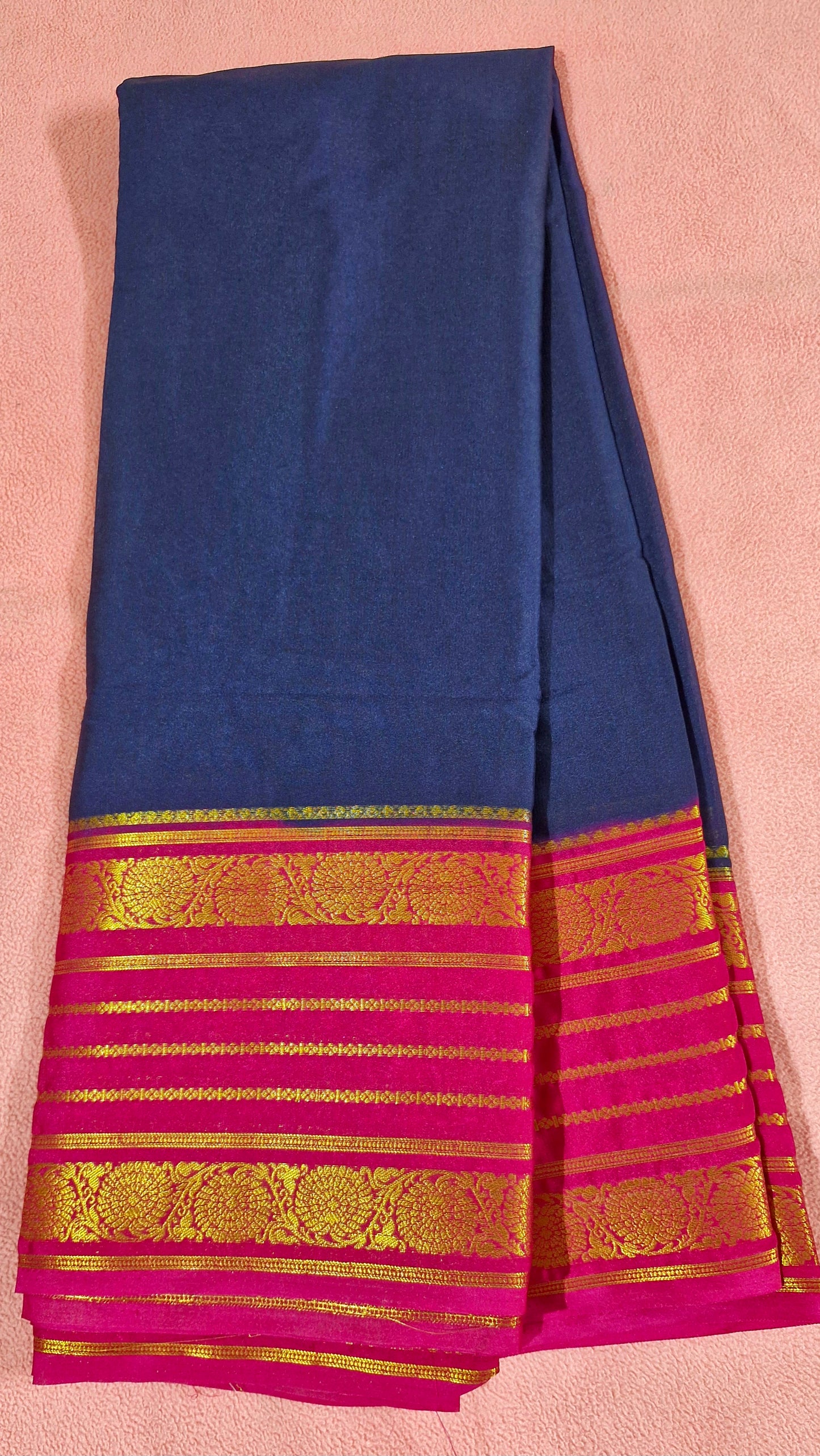 ROYAL BLUE MAGENTA CREPE SILK SAREE