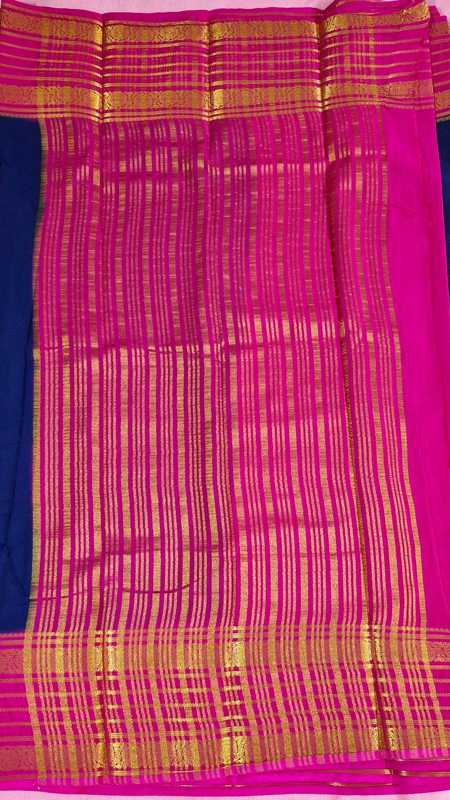 ROYAL BLUE MAGENTA CREPE SILK SAREE