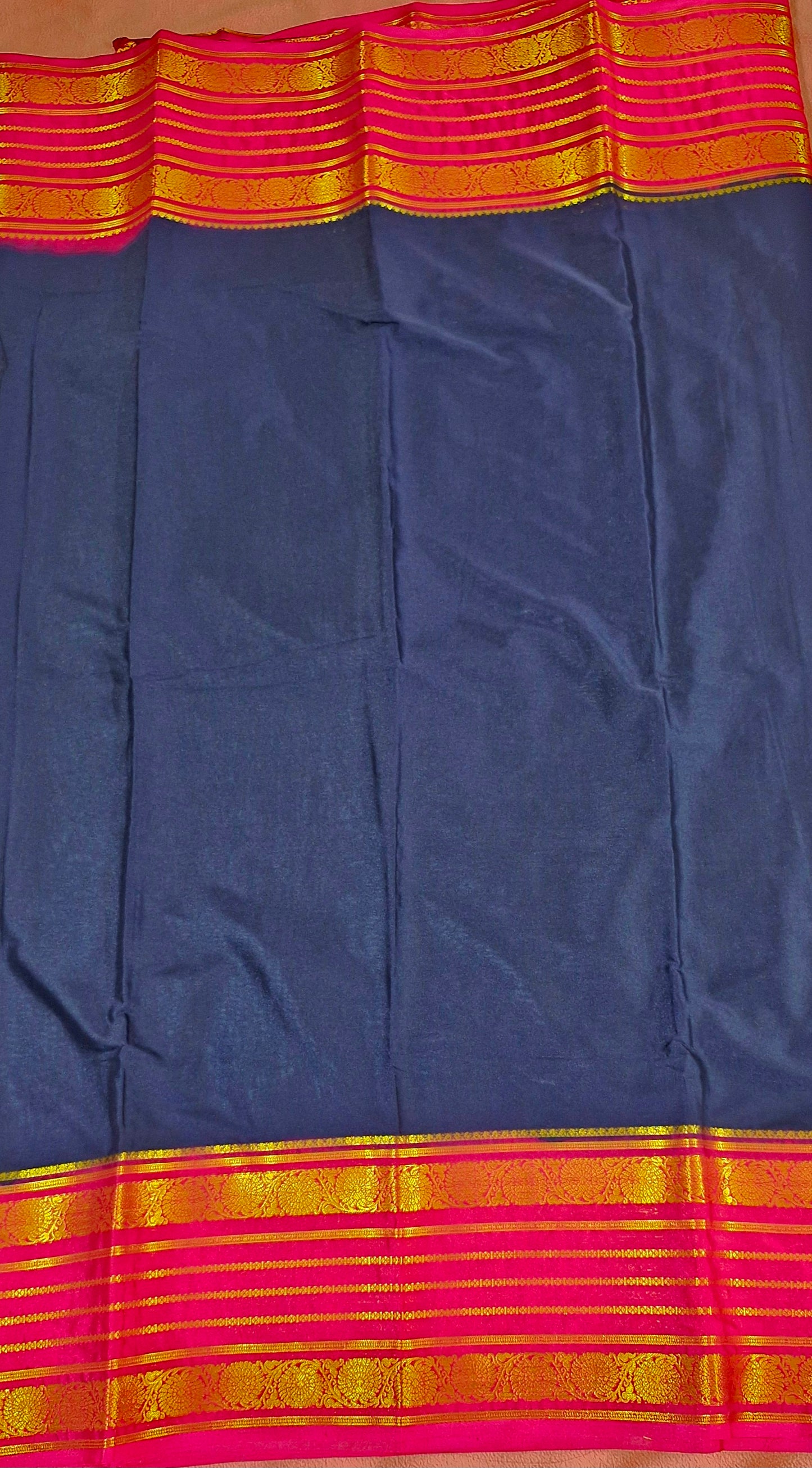 ROYAL BLUE MAGENTA CREPE SILK SAREE