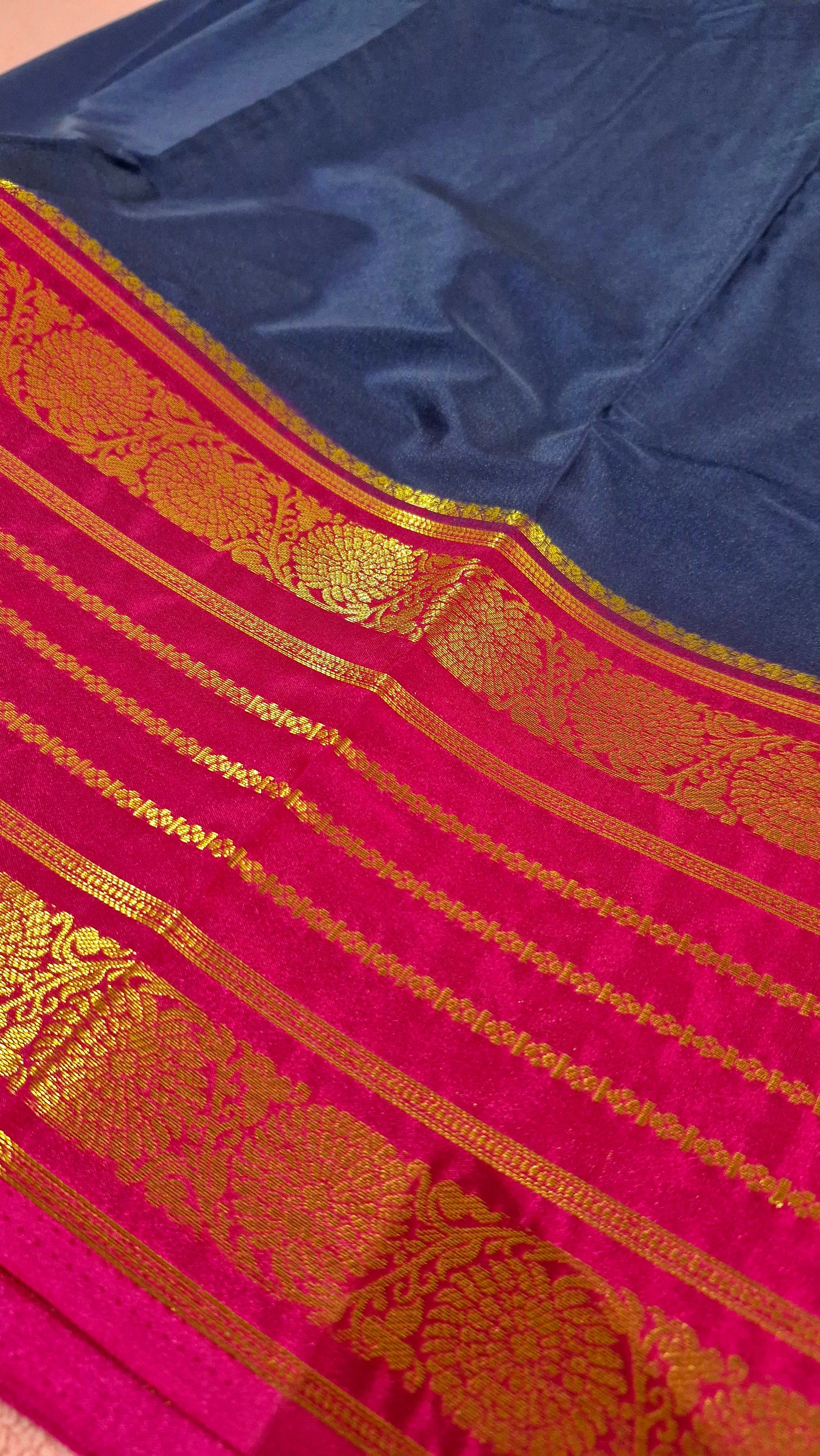 ROYAL BLUE MAGENTA CREPE SILK SAREE