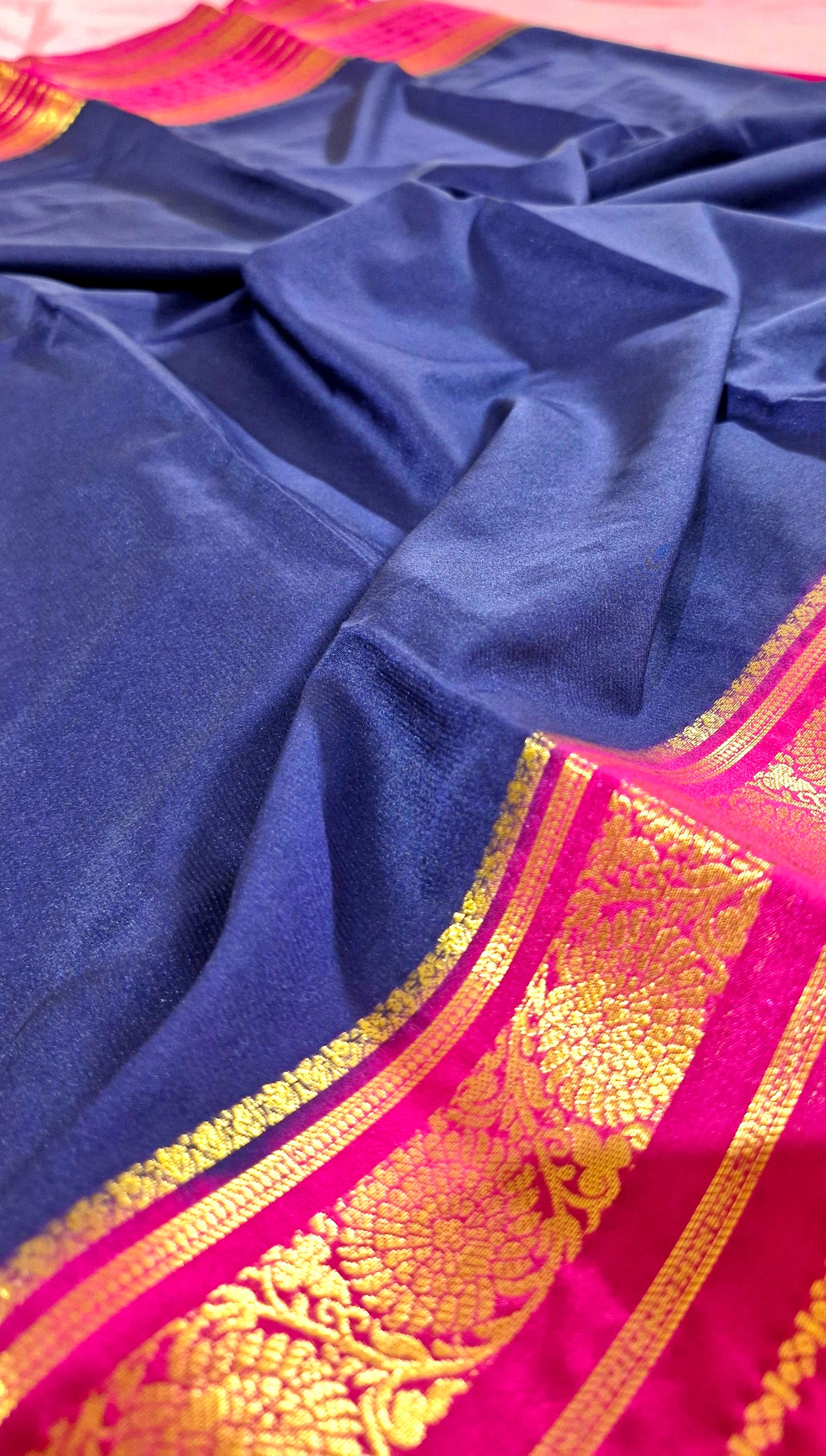 ROYAL BLUE MAGENTA CREPE SILK SAREE