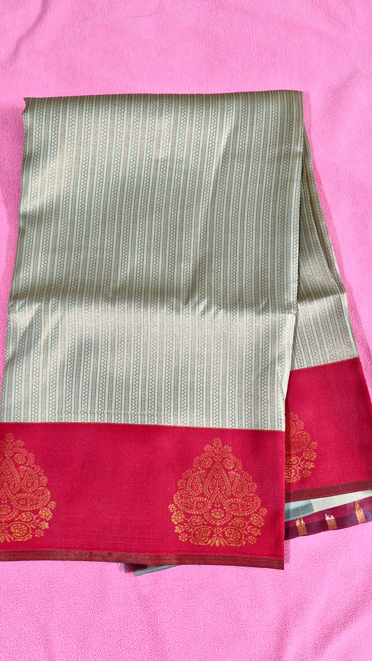 CREAMISH GOLDEN SILK SAREE