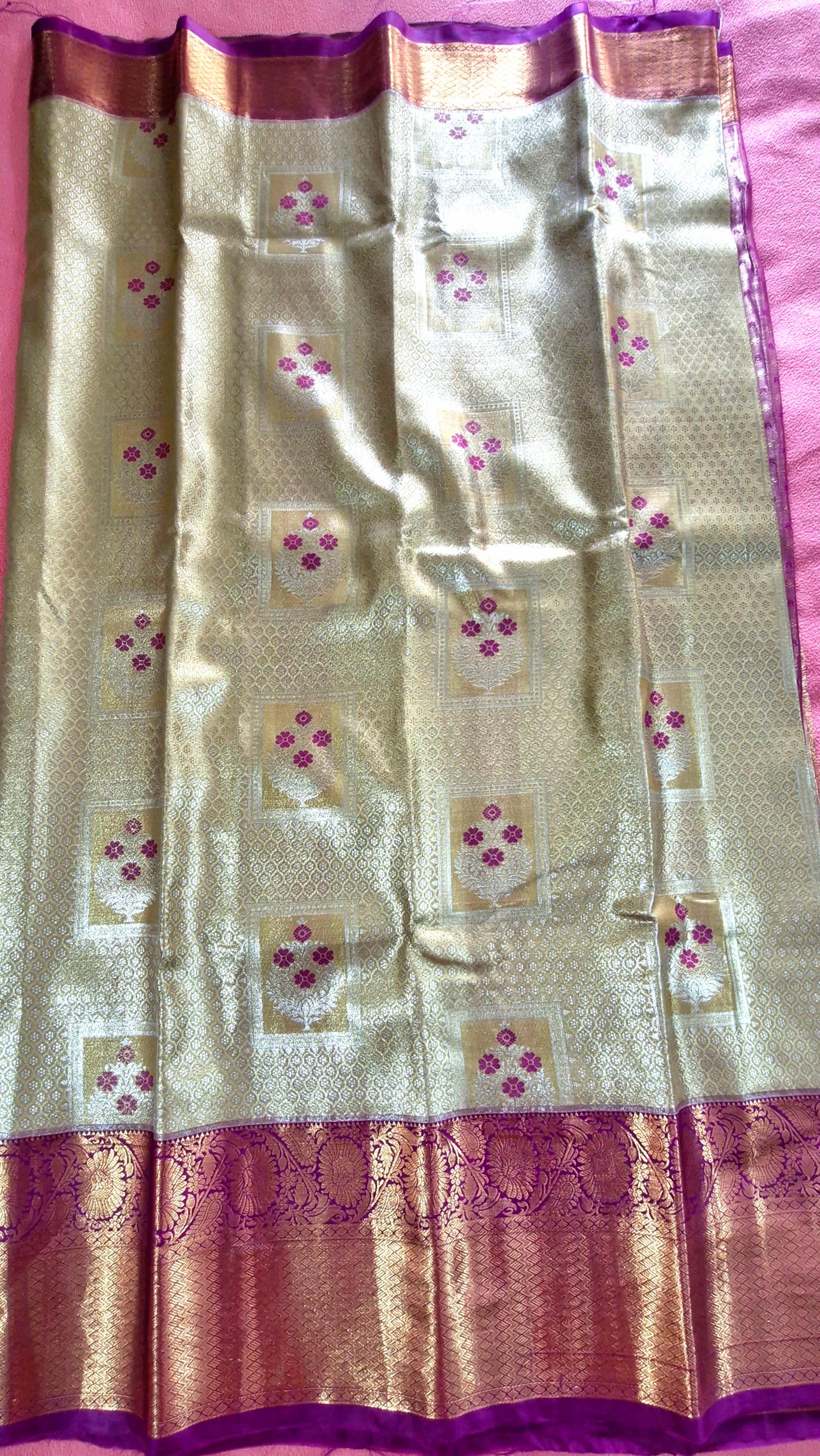 CREAM GOLDEN SILK SAREE