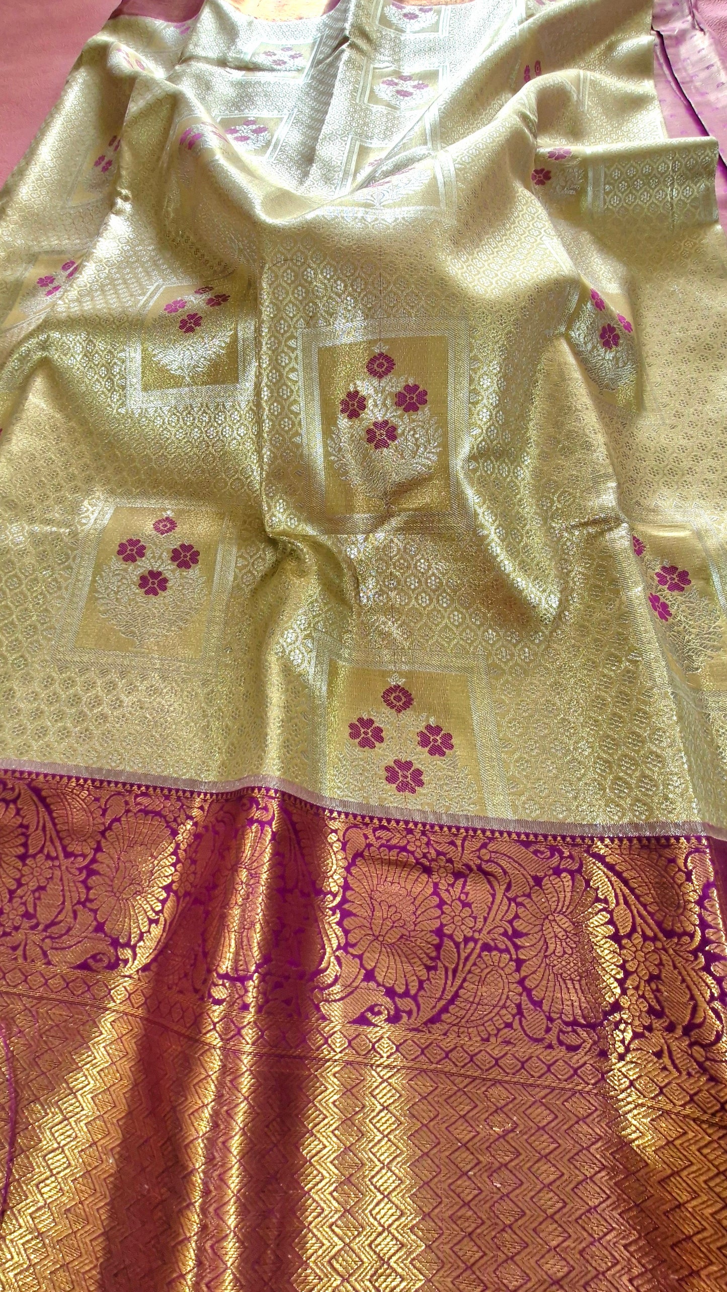 CREAM GOLDEN SILK SAREE