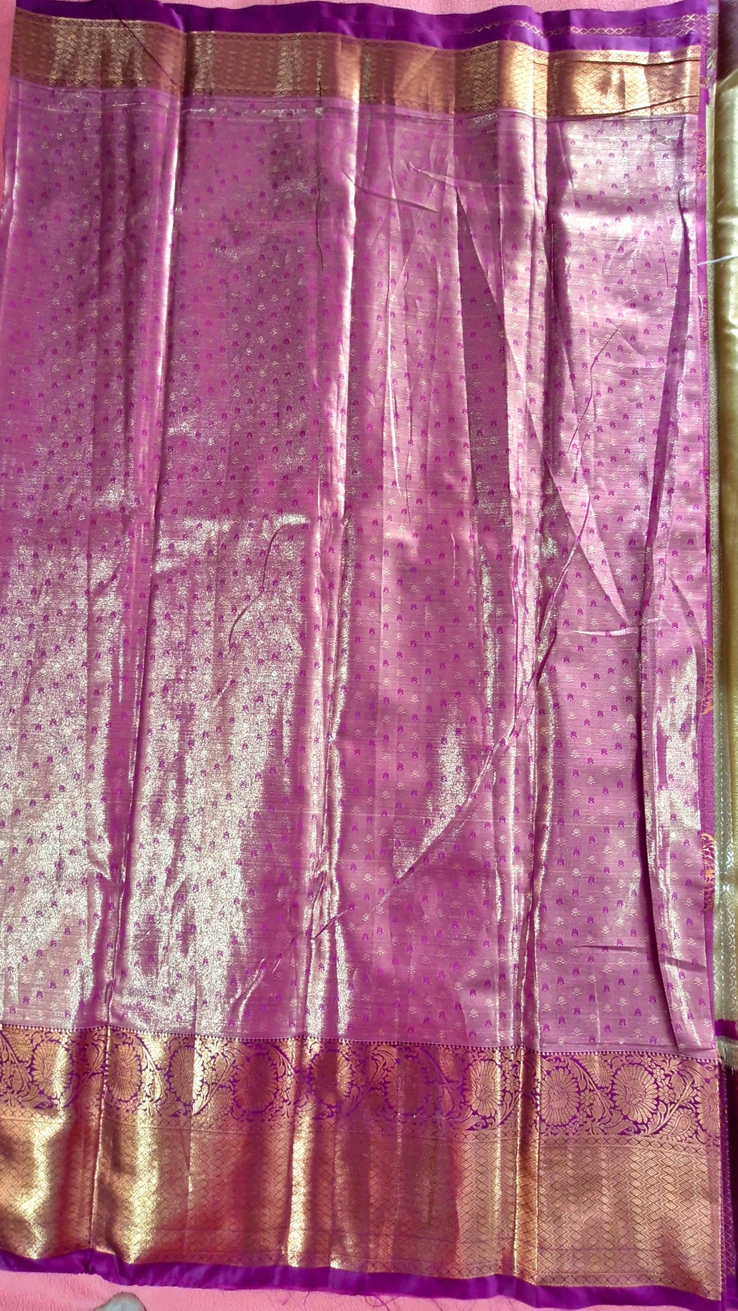 CREAM GOLDEN SILK SAREE
