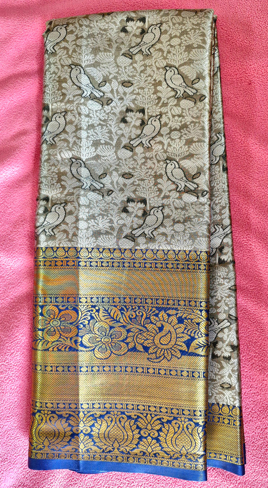 GREY TISSUE SILK SAREE