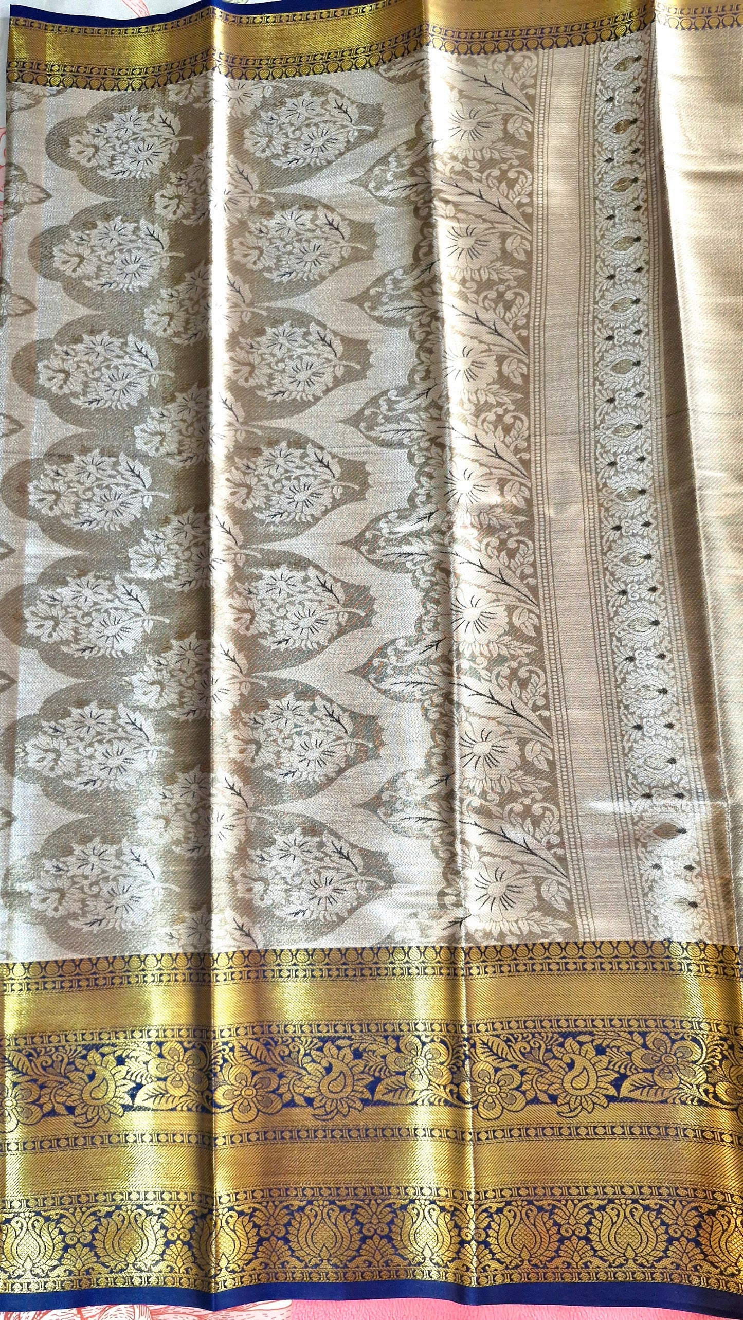 GREY TISSUE SILK SAREE
