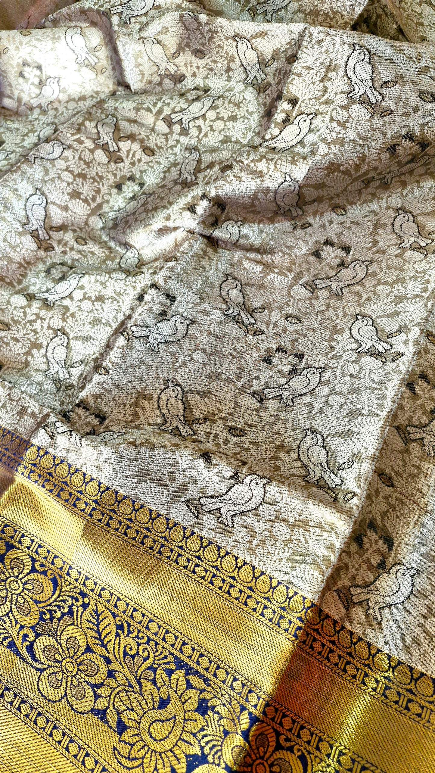 GREY TISSUE SILK SAREE