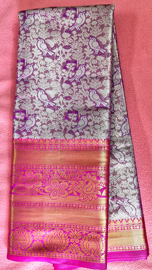 PURPLE TISSUE SILK SAREE