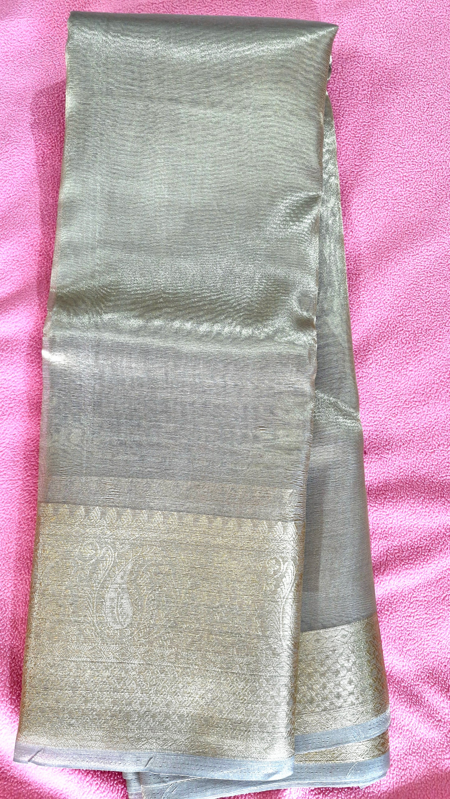 SILVER GREY ORGANZA SAREE