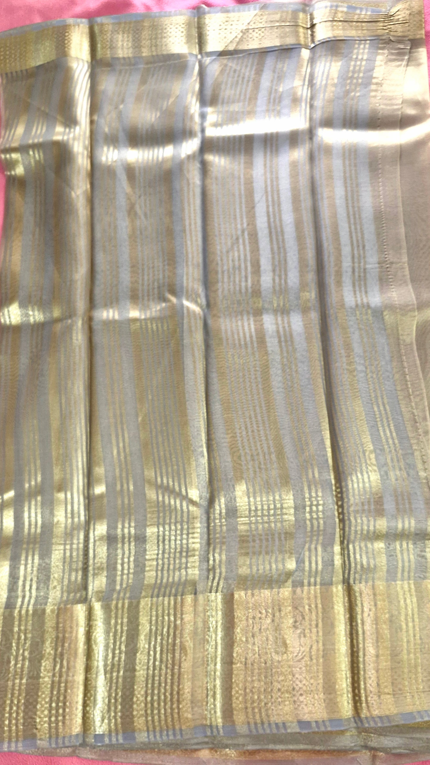 SILVER GREY ORGANZA SAREE