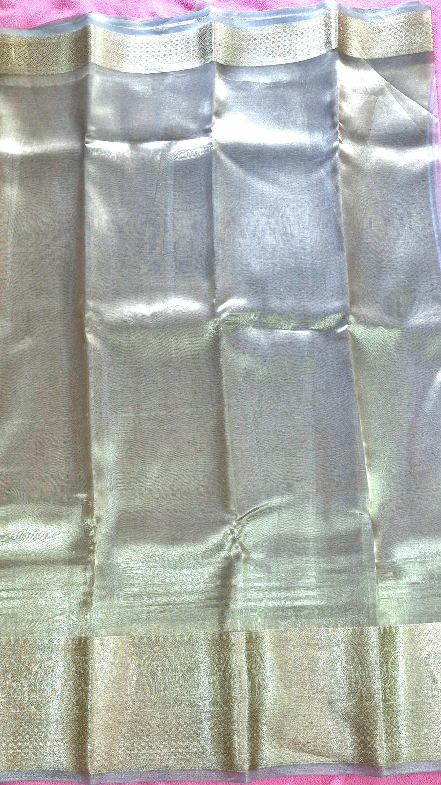 SILVER GREY ORGANZA SAREE