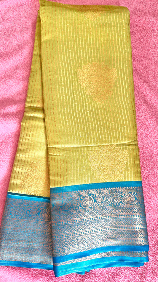 MUSTARD GREEN SILK SAREE