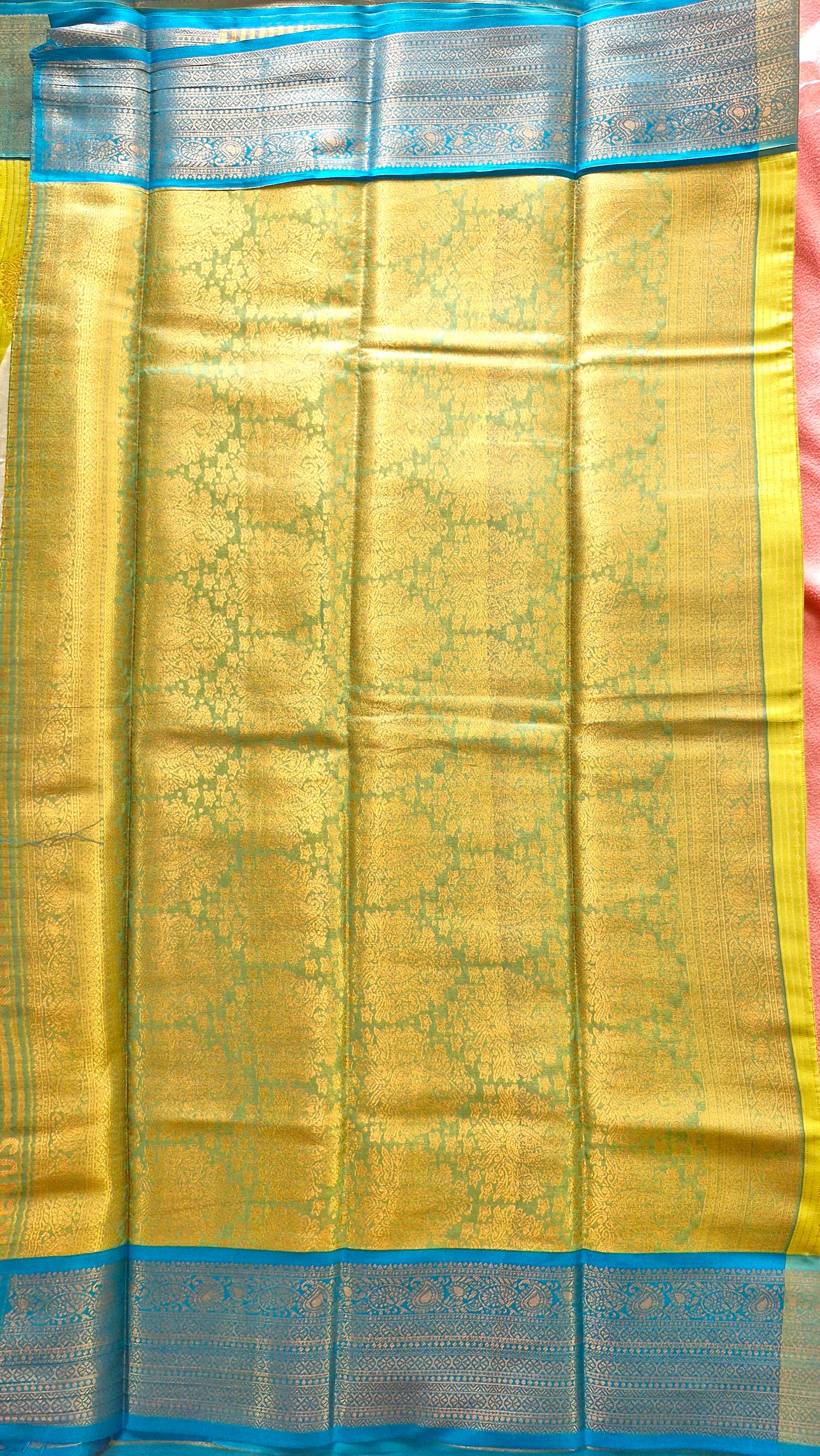 MUSTARD GREEN SILK SAREE