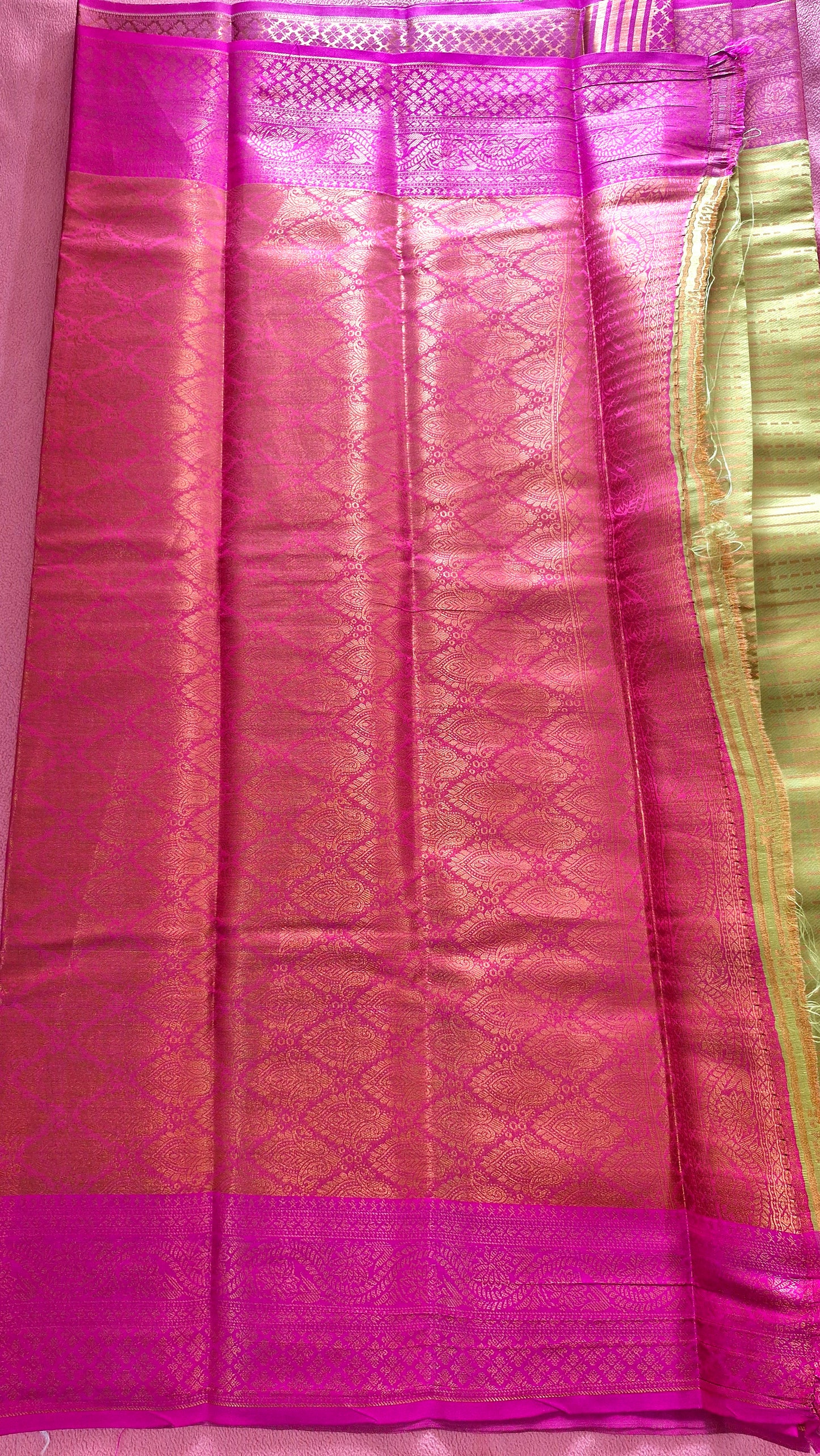 MUSTARD GREEN SILK SAREE