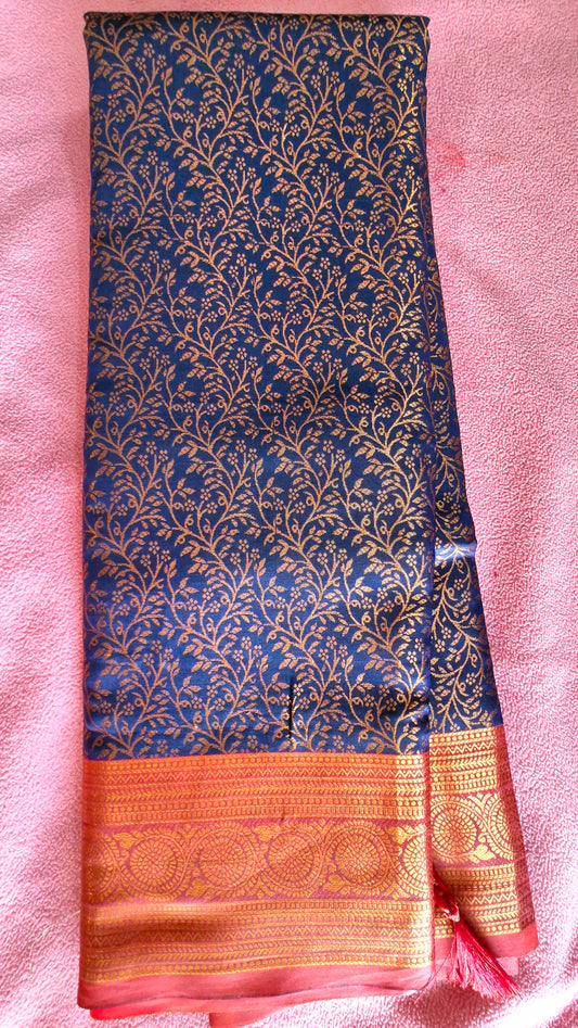BLACKISH BLUE SILK SAREE