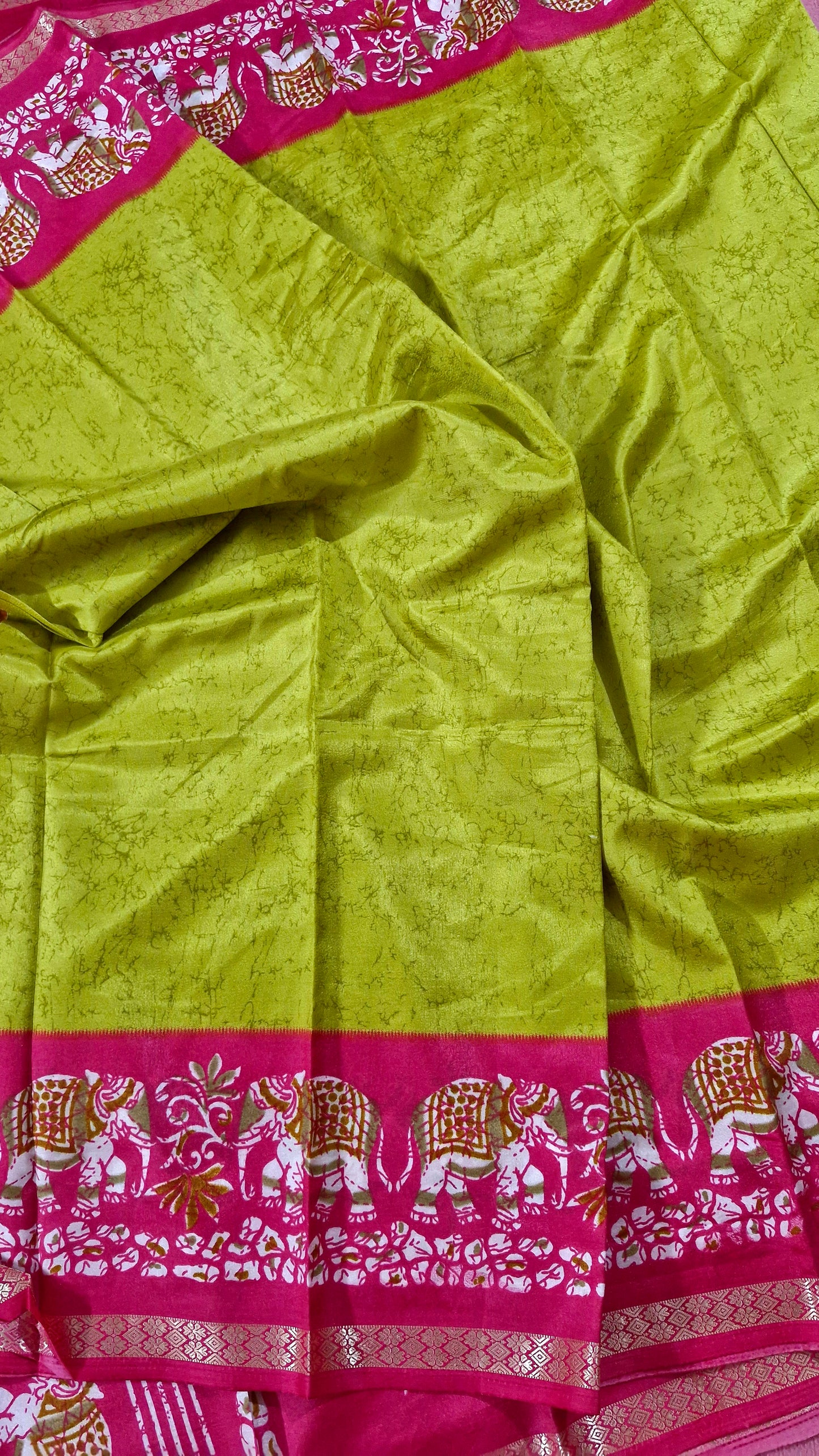 NEON GREEN SILK SAREE