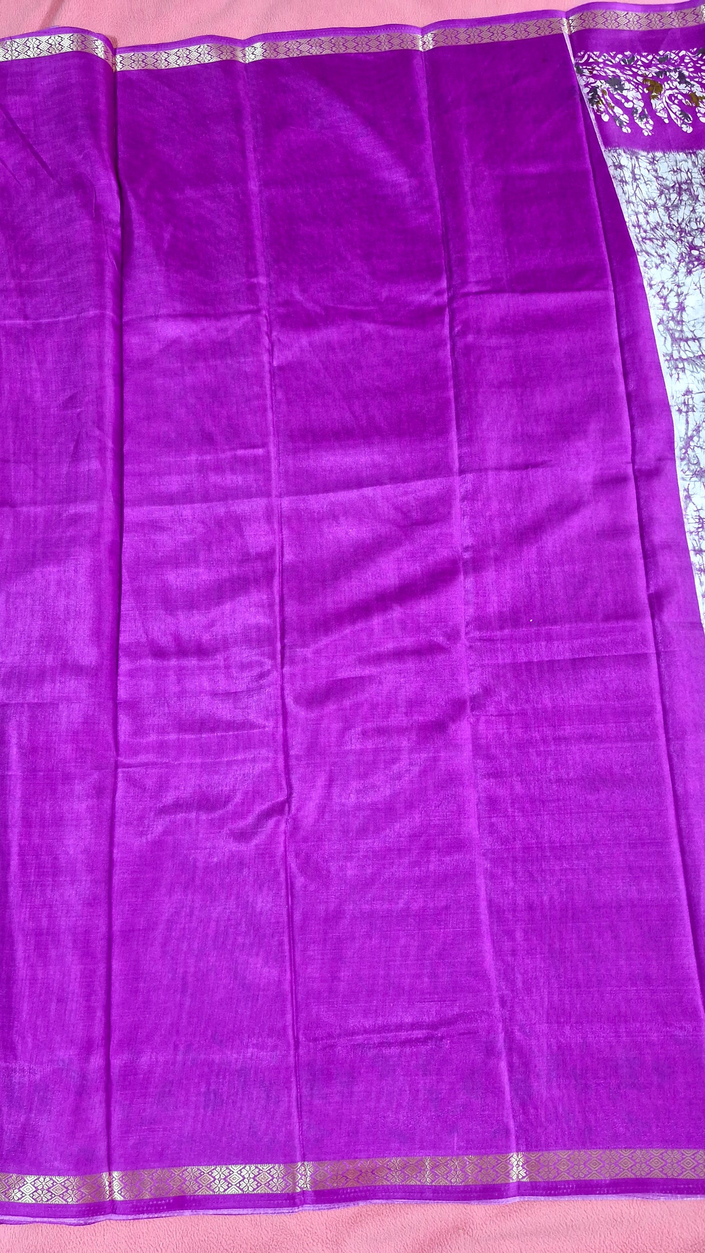 WHITE PURPLE SILK SAREE