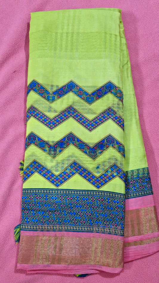 NEON GREEN DOLA SILK SAREE