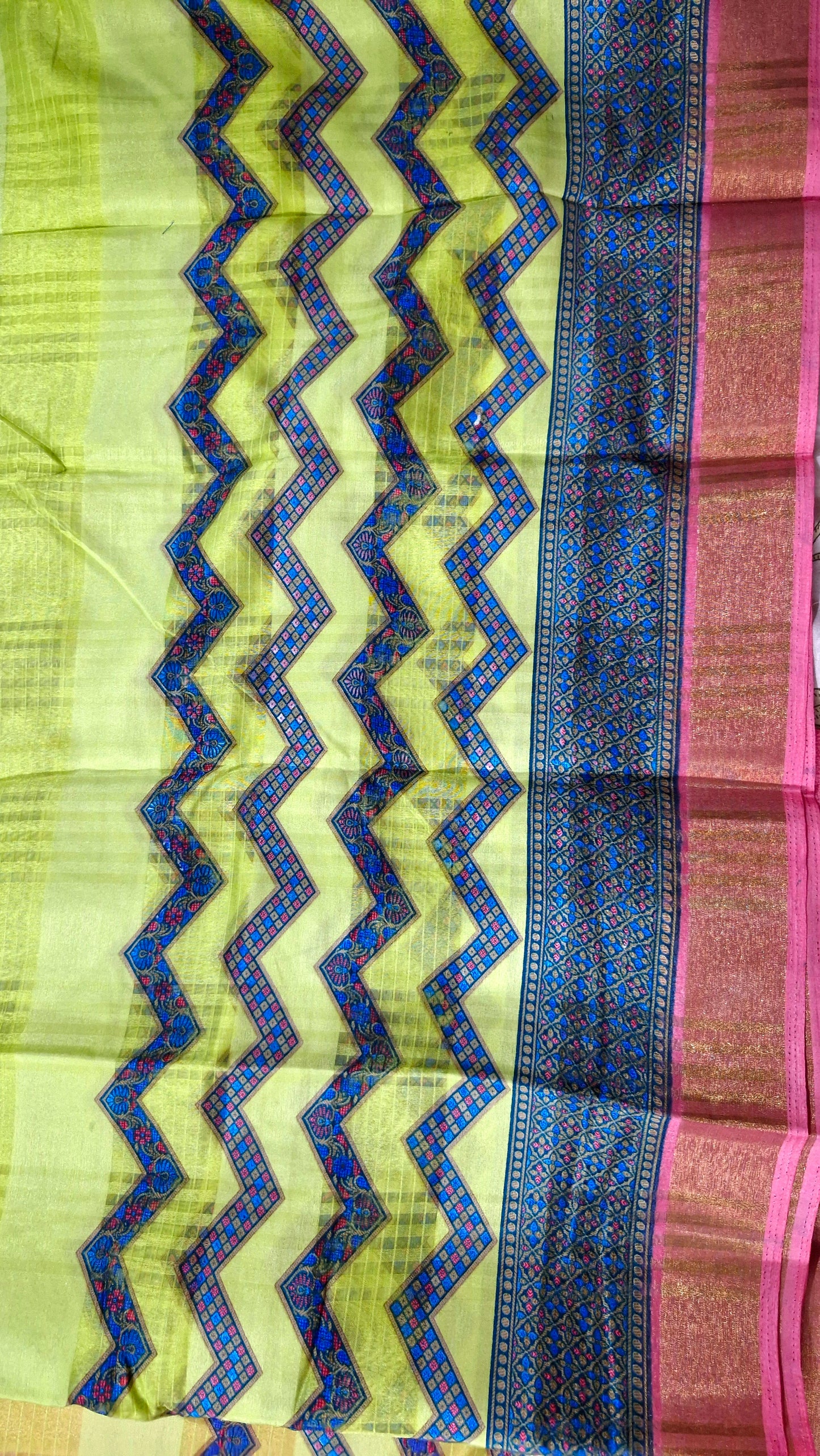 NEON GREEN DOLA SILK SAREE