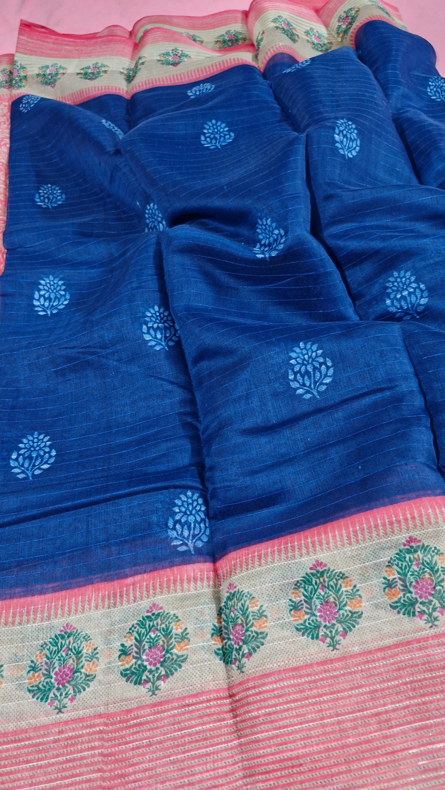 Royal Blue Cotton Saree