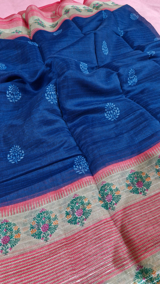 Royal Blue Cotton Saree
