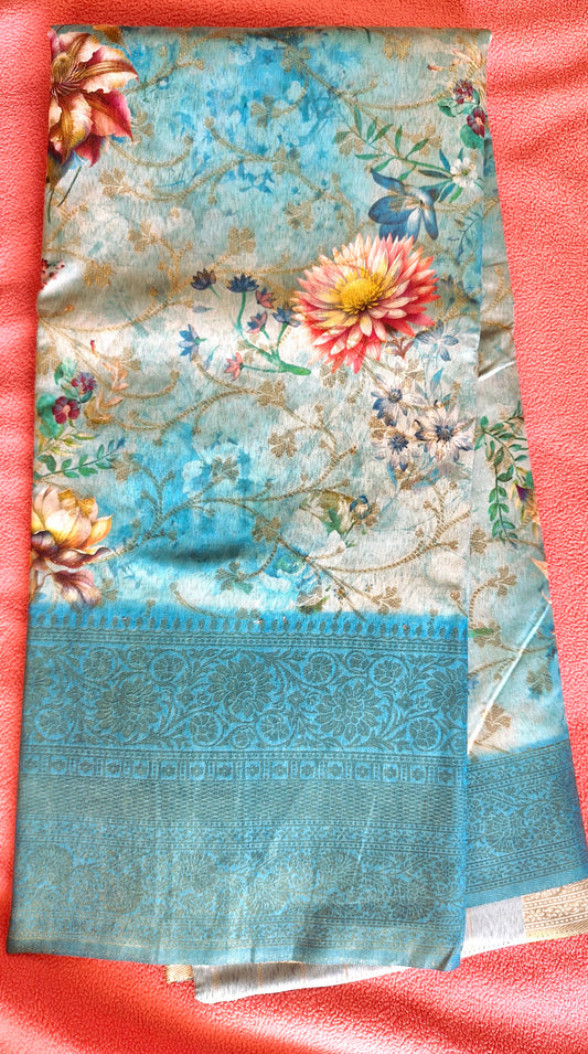 TURQUIOSE GREEN ORGANZA SAREE