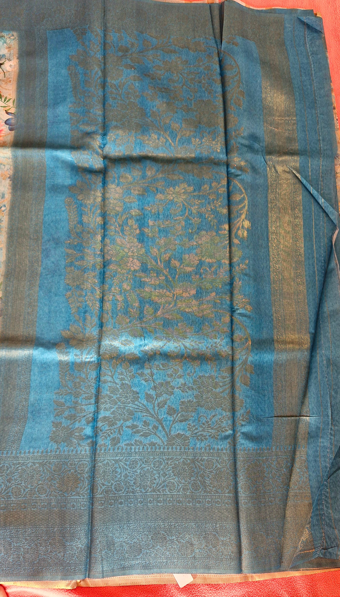 TURQUIOSE GREEN ORGANZA SAREE